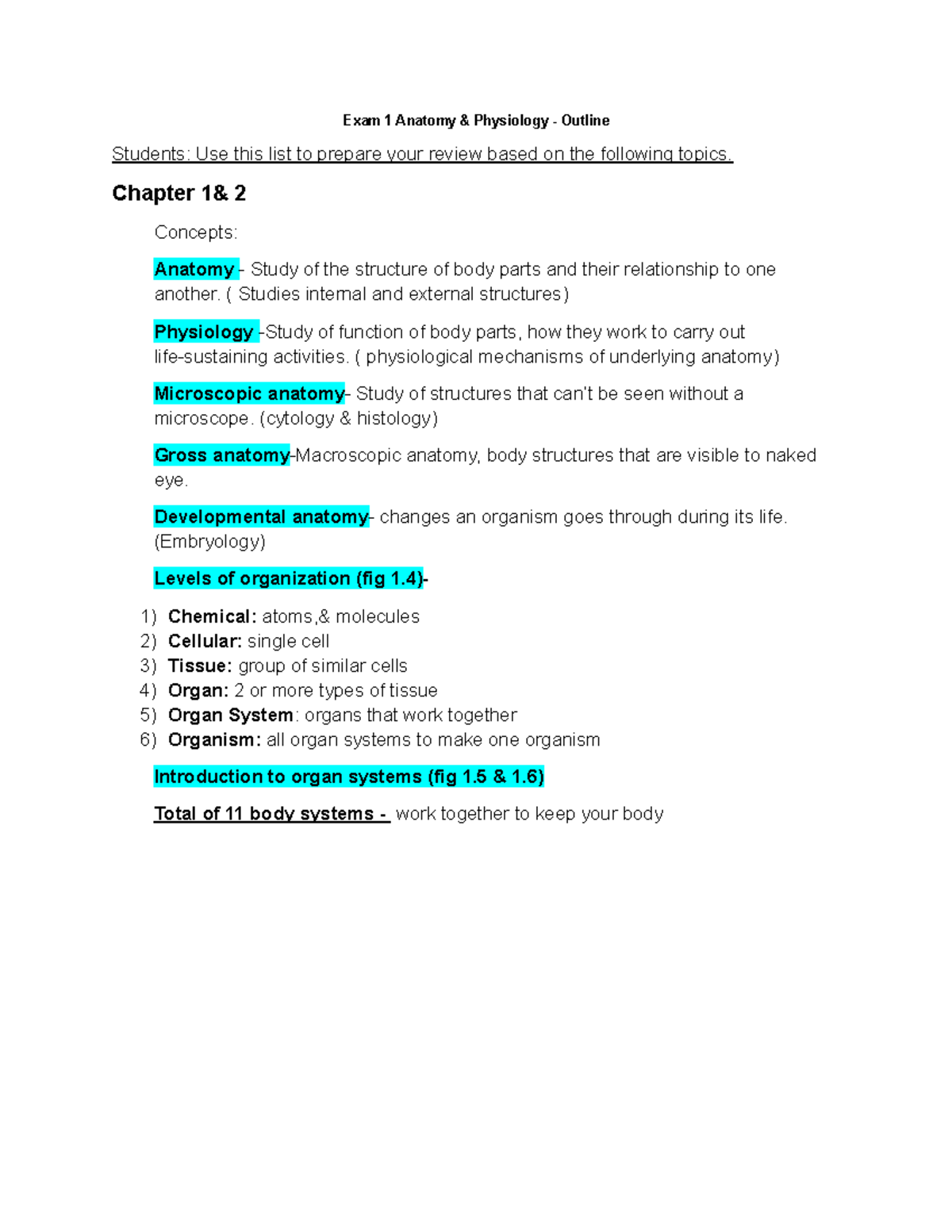 ANATOMY AND PHYSIOLOGY OUTLINE visual data 3