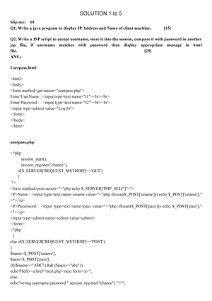 T.Y.B.B.A.(CA) Sem V Practical Slips - Time: - 3 Hours] [Marks: - 100 Q ...