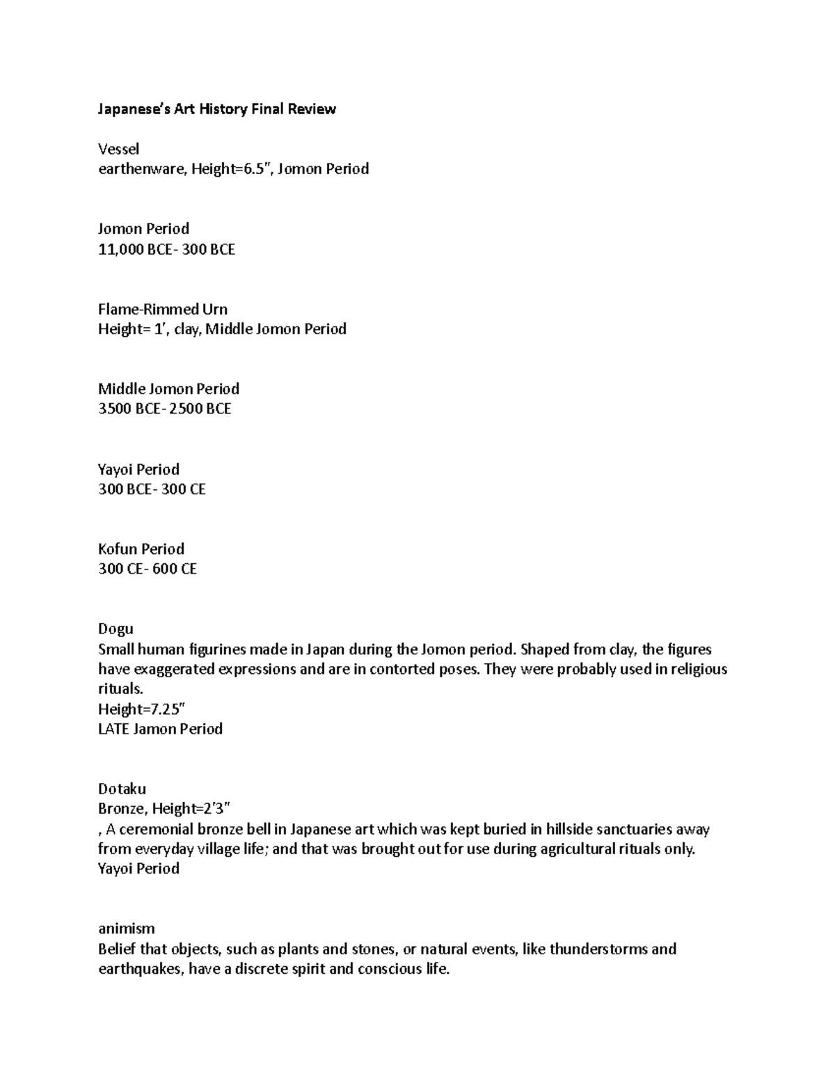 Japanese Art history fina review - Japanese’s Art History Final Review 