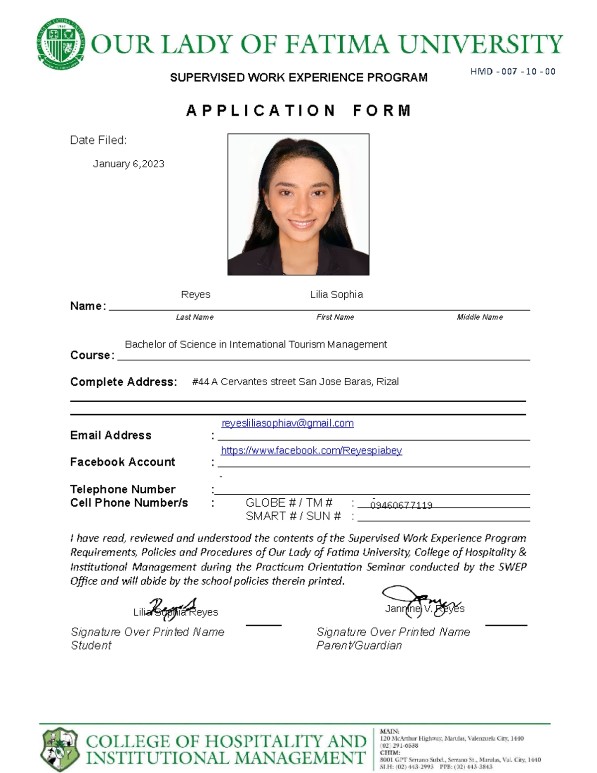 Application-Form - application form - SUPERVISED WORK EXPERIENCE ...