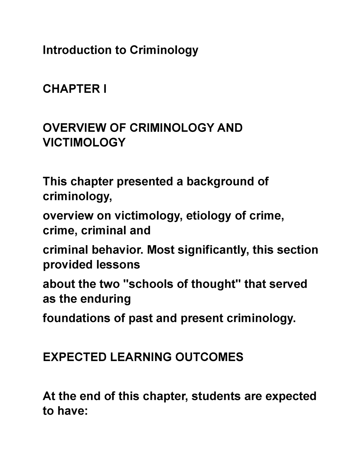 Chapter 1 - Criminology Is The Study Of Crime And Criminal Behavior ...