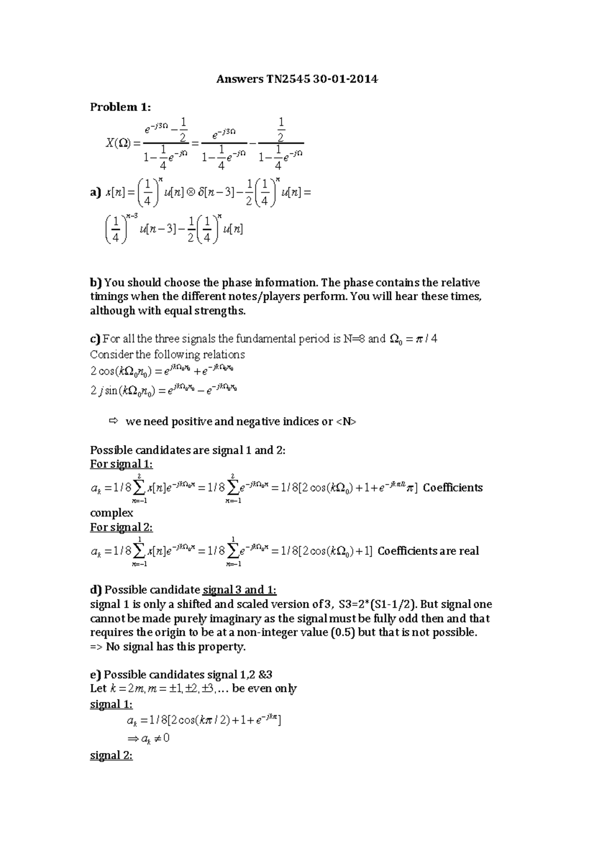 Tentamen 30 Januari 2014, Antwoorden - Answers TN2545 30-­‐01-­‐2014 ...