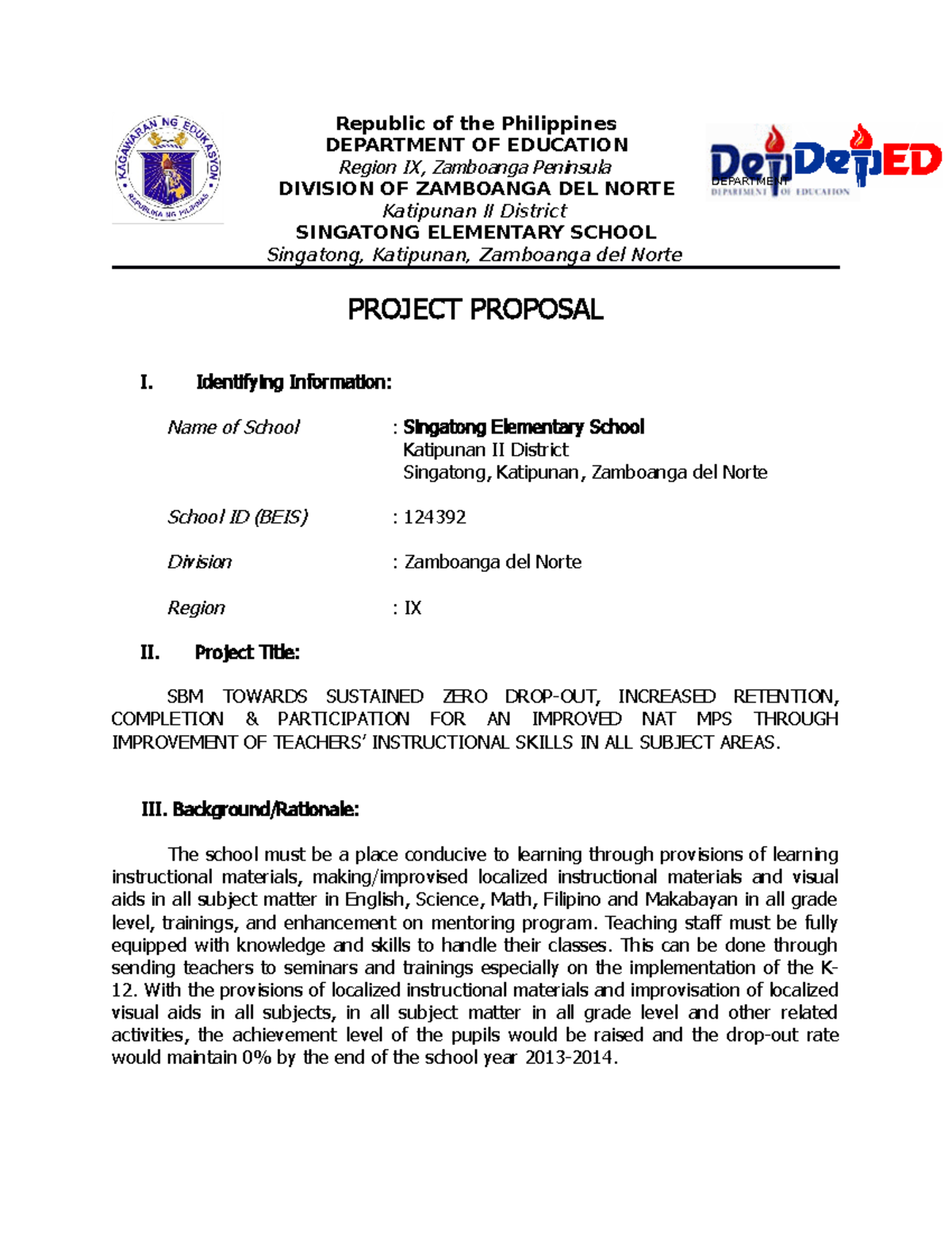 287478133 Sample Project Proposal Republic Of The Philippines   Thumb 1200 1553 