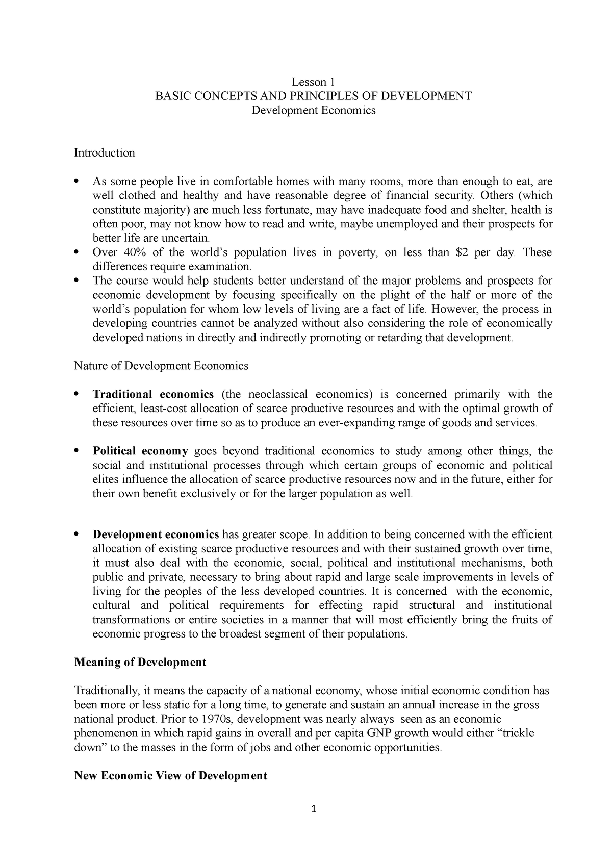 Lesson 1 Handout Intro Basic Concepts of Devt - Lesson 1 BASIC CONCEPTS ...