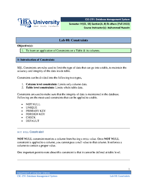 Lab 10 - ASSIGNMENT - 1 Department of Computer Science CSC-251 ...