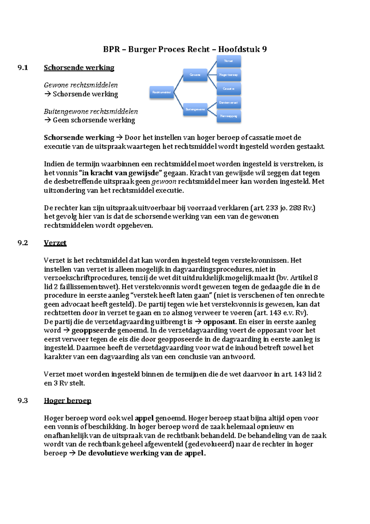 Samenvatting Burgerlijk Procesrecht Hoofdstuk 9 - Rechtsmiddel Gewone ...