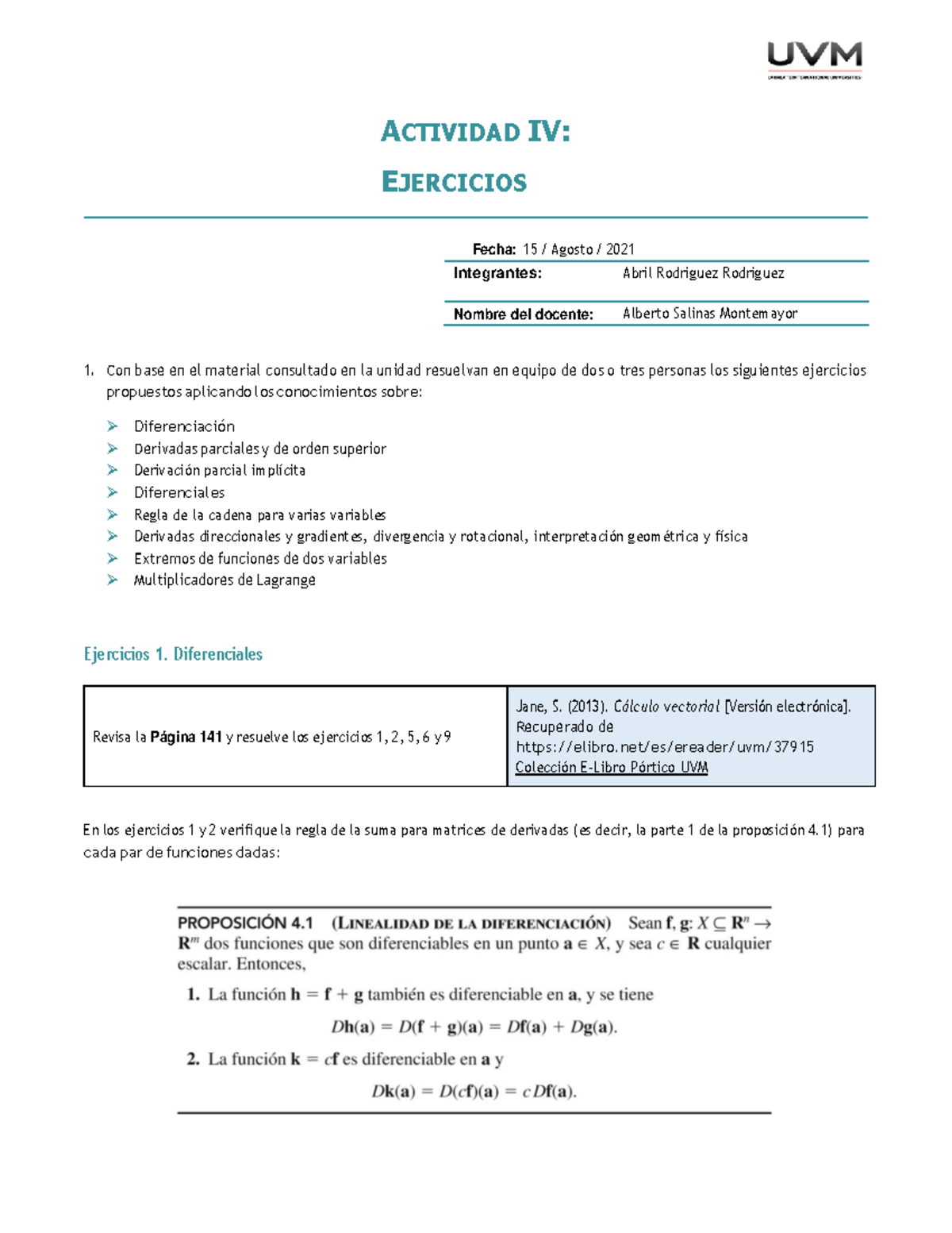 ACT#4 Actividad Numero 4 Universidad Del Valle De Mexico - ACTIVIDAD IV ...