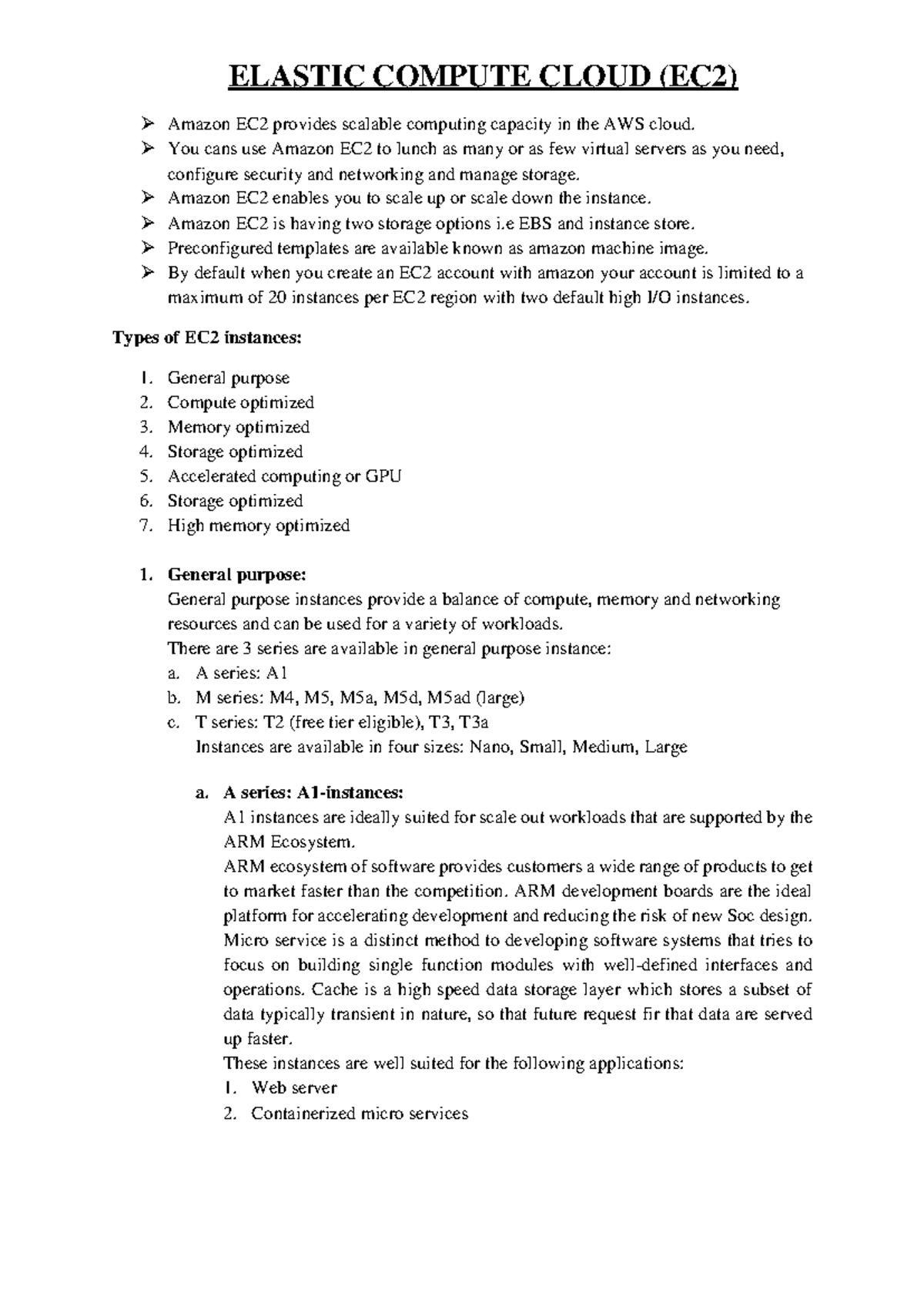 Aws solution architect certification notes - ELASTIC COMPUTE CLOUD (EC2 ...