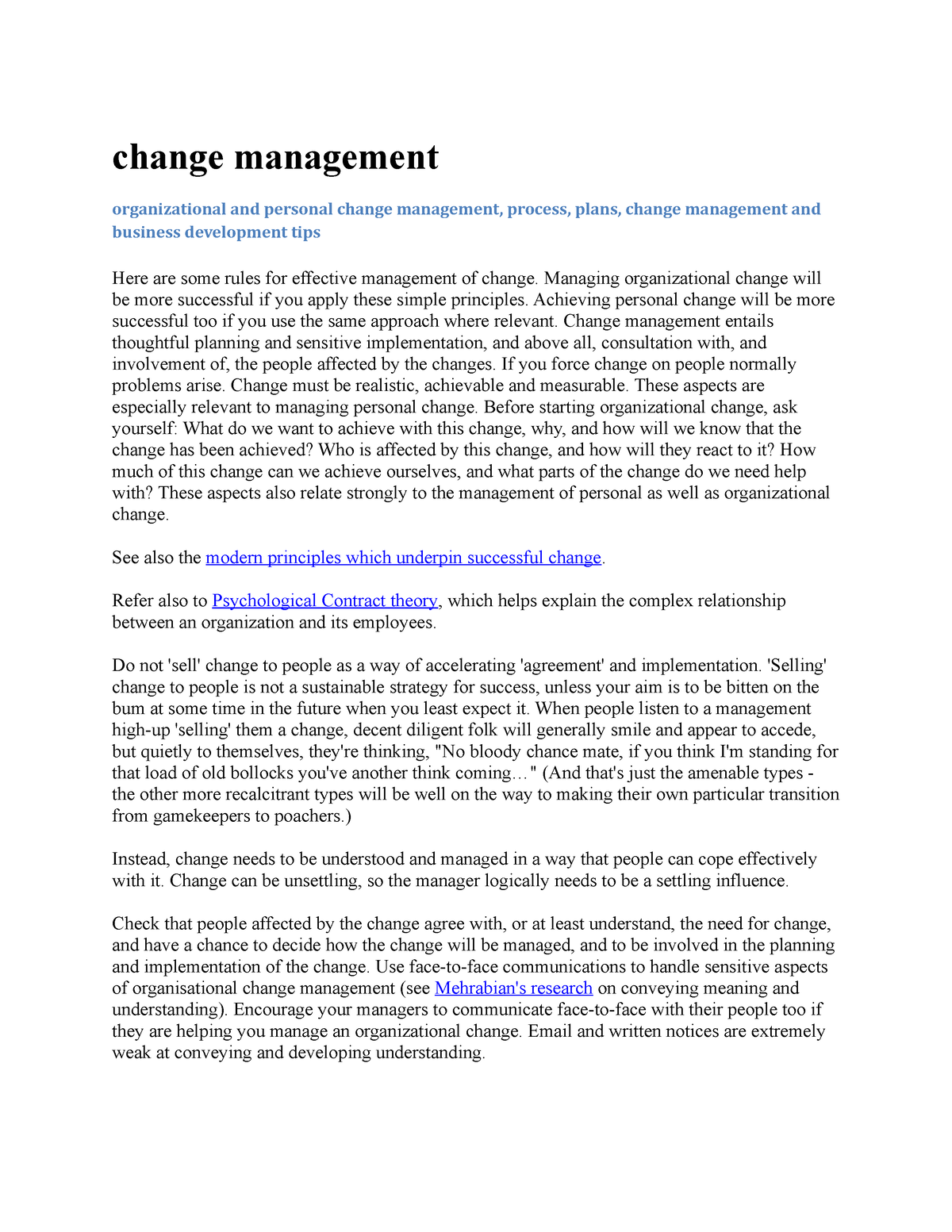 organizational change management assignment