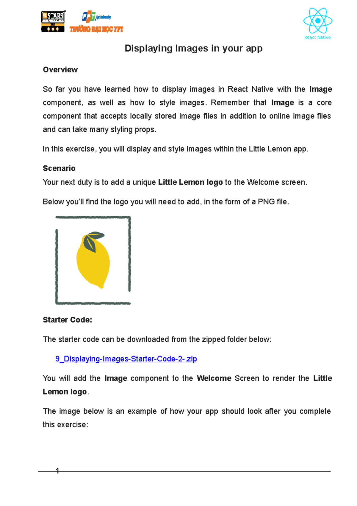 Exercise 9 Displaying Images in your app - Displaying Images in your ...