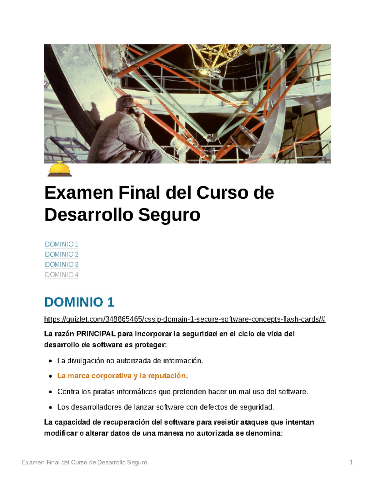Examen Final del Curso de Desarrollo Seguro 🛎 Examen Final del Curso