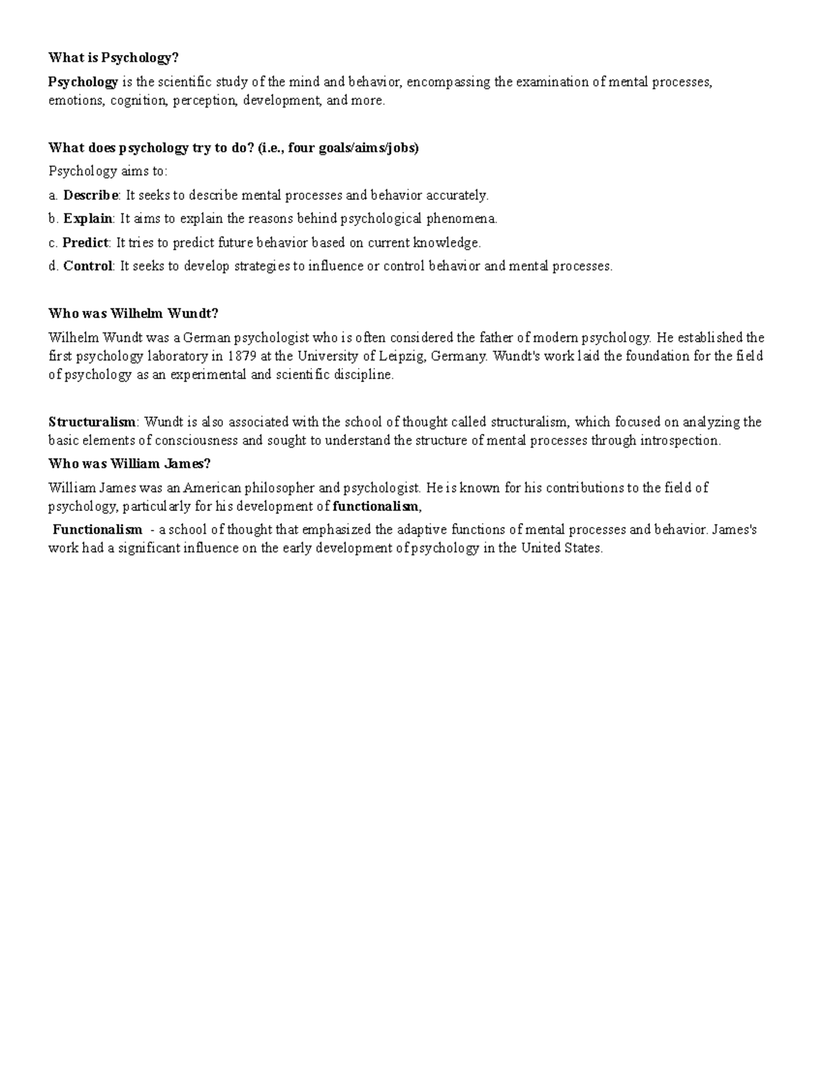 Chapter 1 - What is Psychology? Psychology is the scientific study of ...