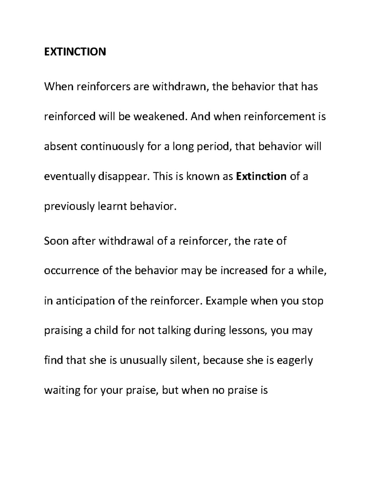 Child behavior extinction - EXTINCTION When reinforcers are withdrawn ...
