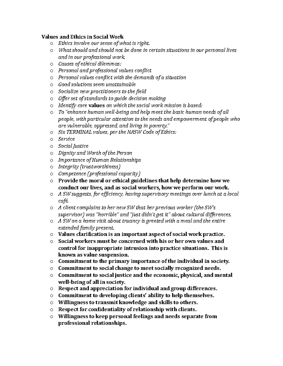 Values And Ethics In Social Work O What Should And Should Not Be Done