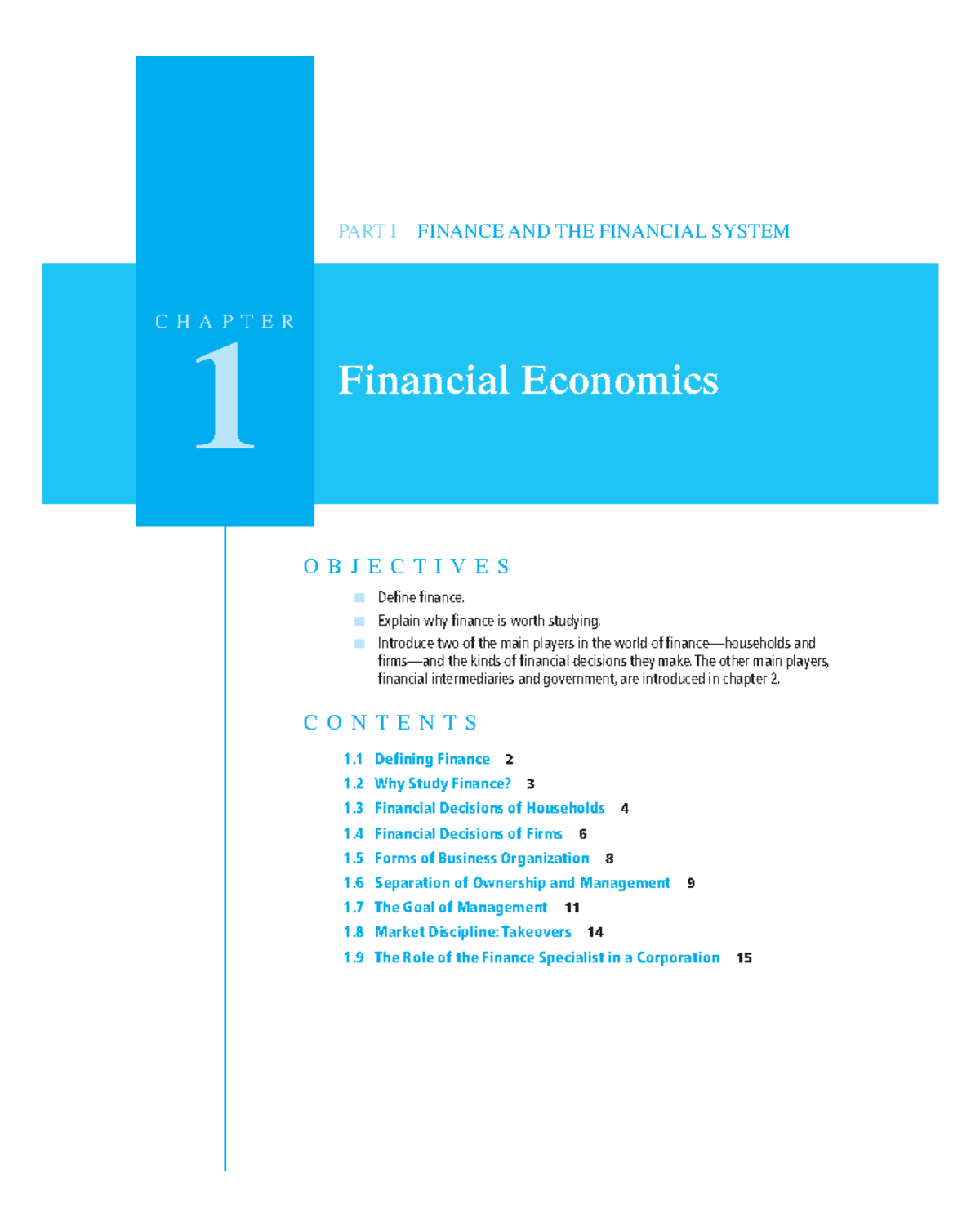 Ch 01 Financial Economics Explain why finance is worth studying