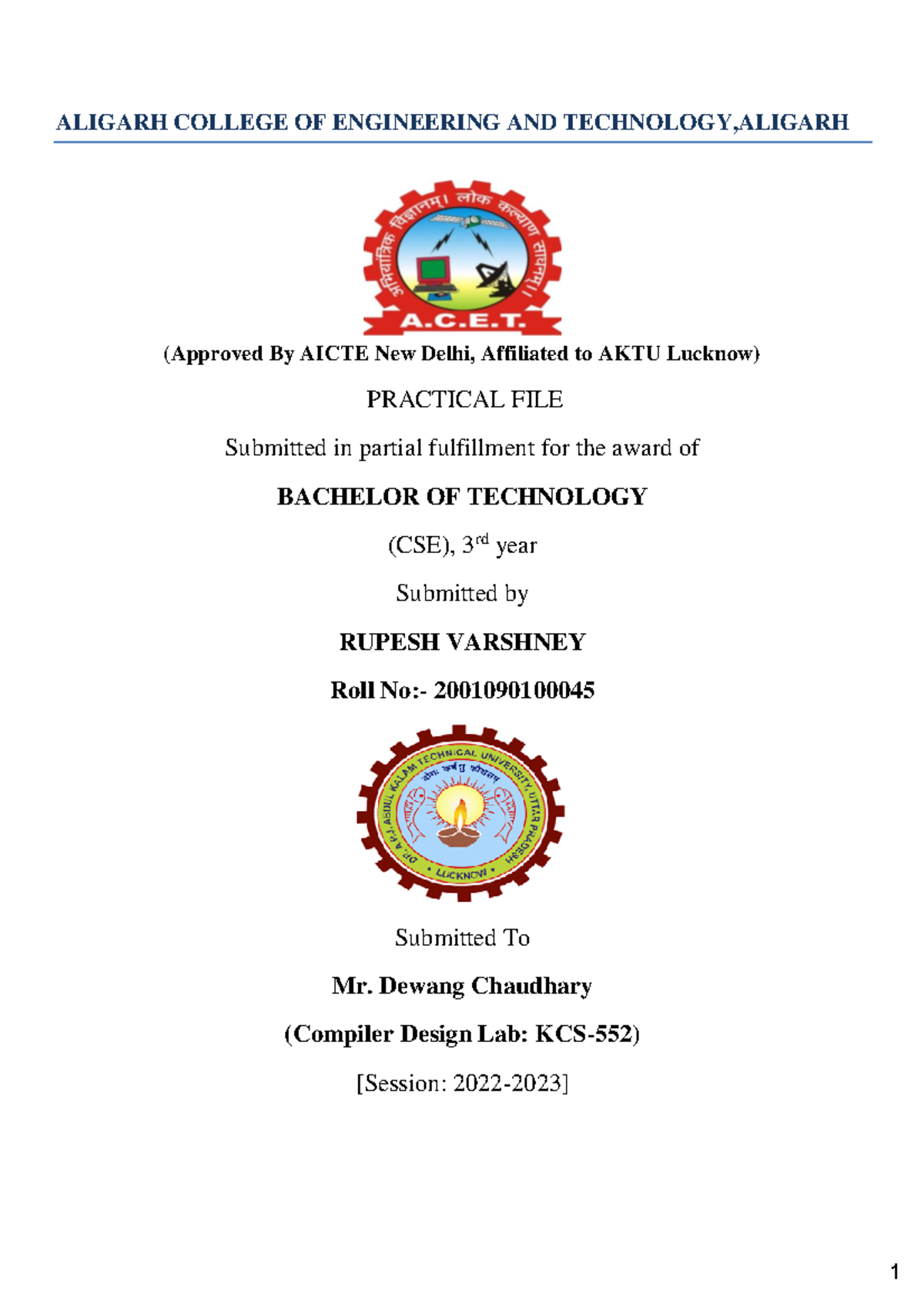 CD Final - Readymade CD file made by me - ALIGARH COLLEGE OF ...