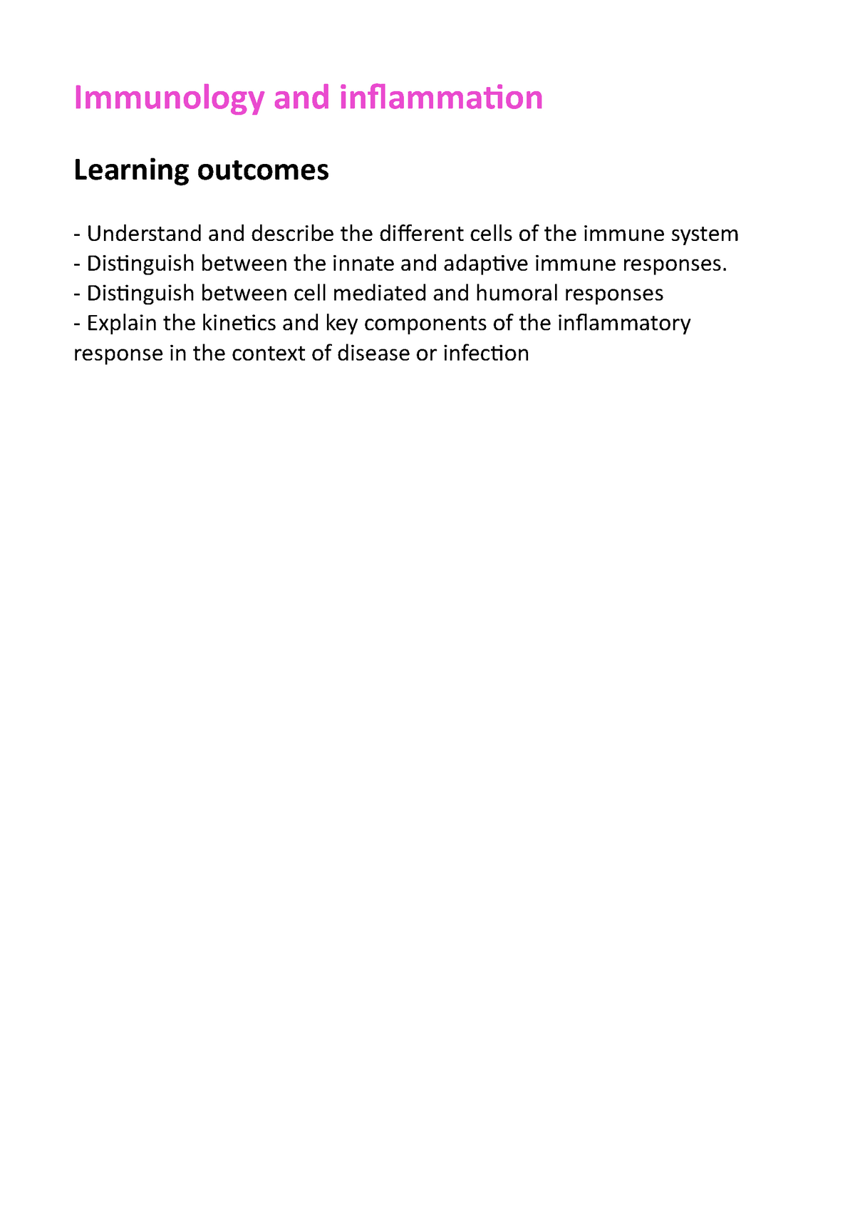 Immunology and inflammation notes - Immunology and inflammation ...