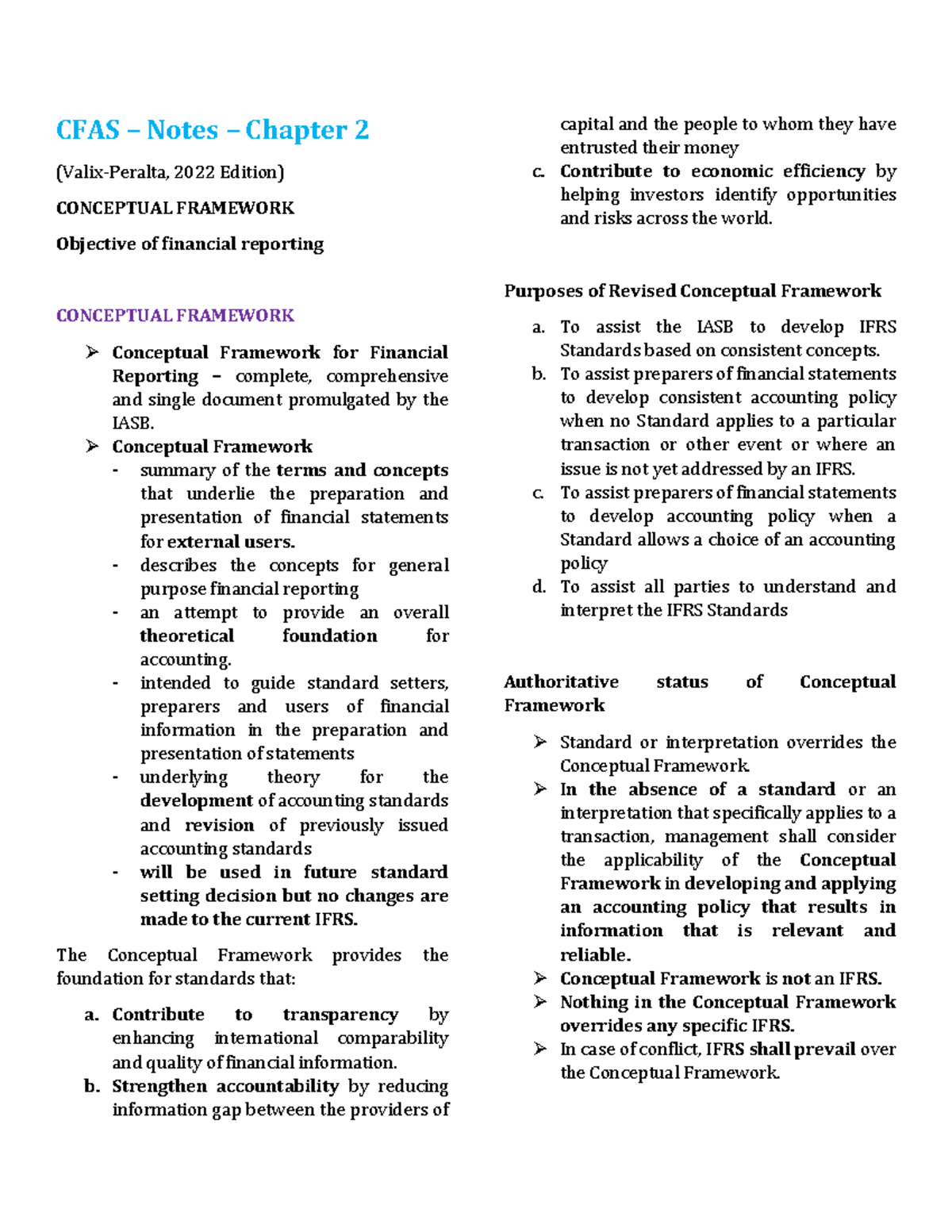 Conceptual Framework and Accounting Standards-Chapter 2-Notes-Reviewer ...