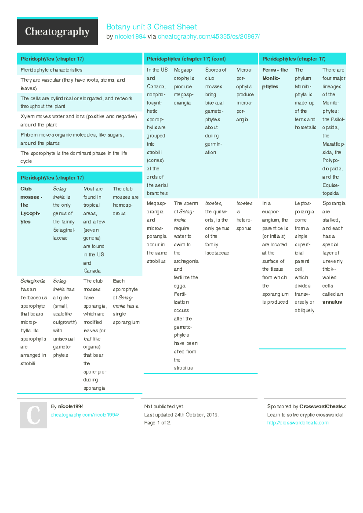 Nicole 1994 botany-unit-3 - Botany unit 3 Cheat Sheet by nicole1994 via ...