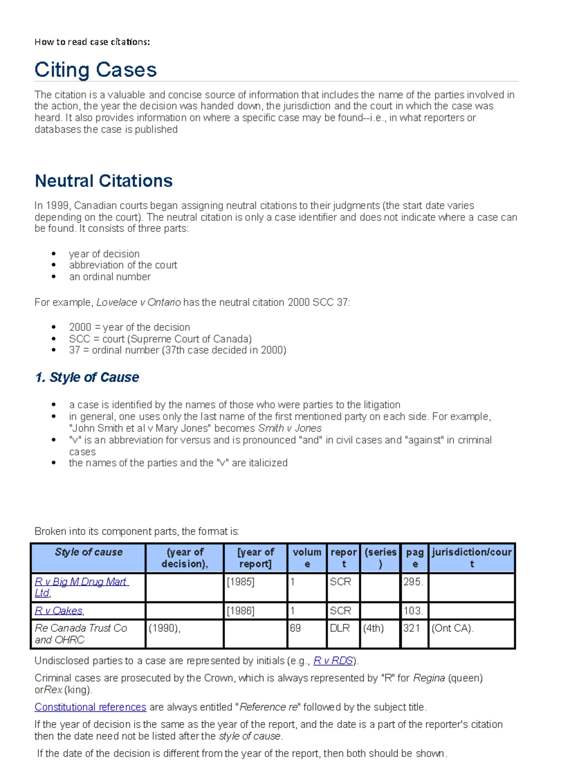 How To Read Case Citations - How To Read Case Citaions: Citing Cases ...