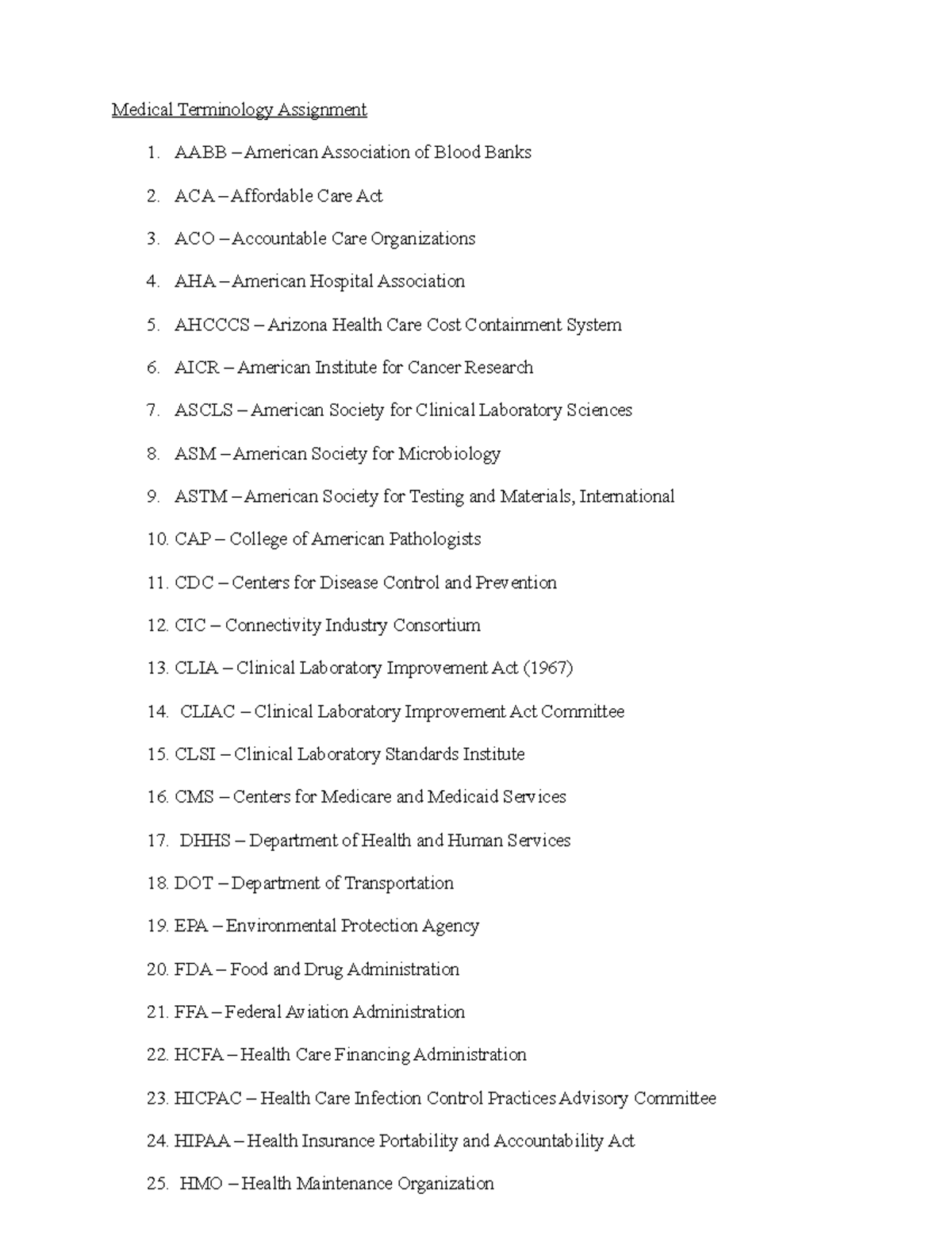 Medical terminology HLT 3325 HCC Studocu