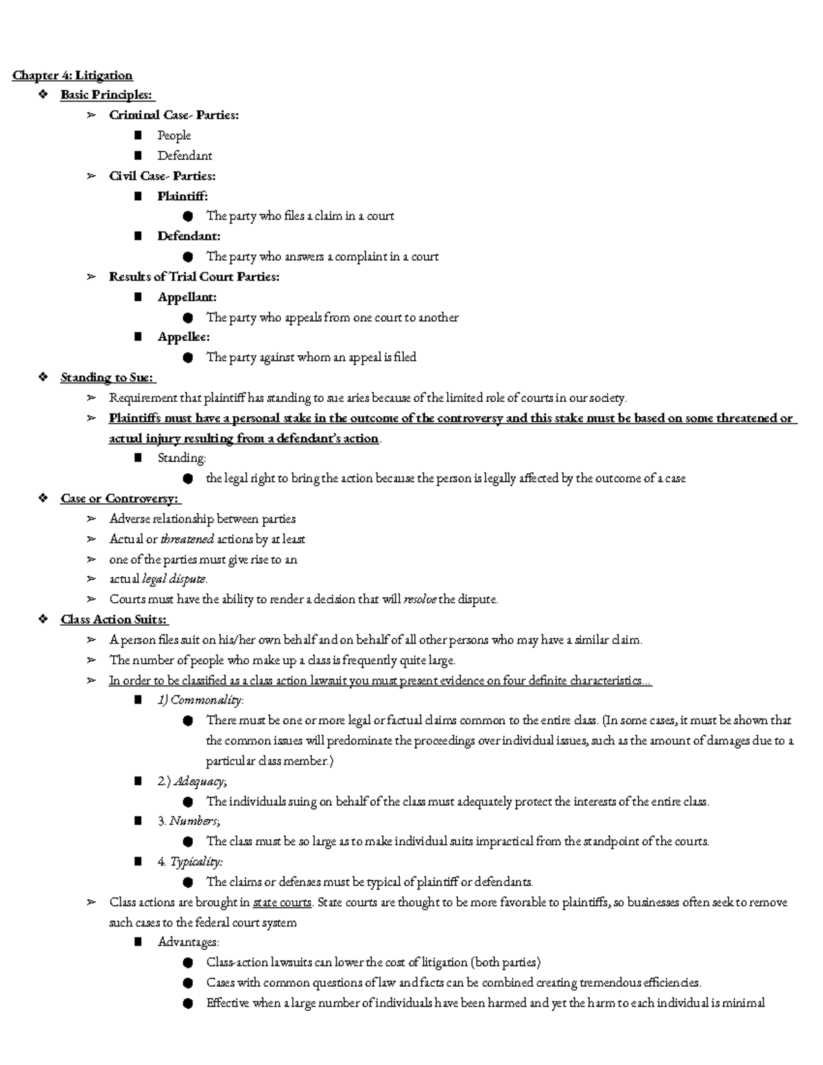 Chapter 4 Litigation - Chapter 4: Litigation Basic Principles: Criminal ...