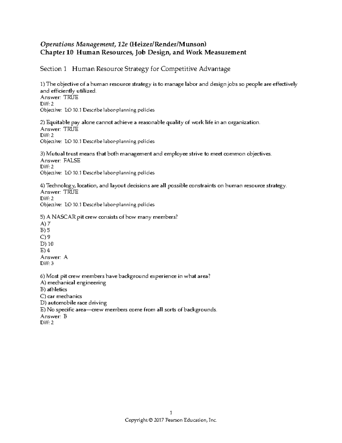 Chapter 10 - Operations Management, 12e (Heizer/Render/Munson) Chapter ...