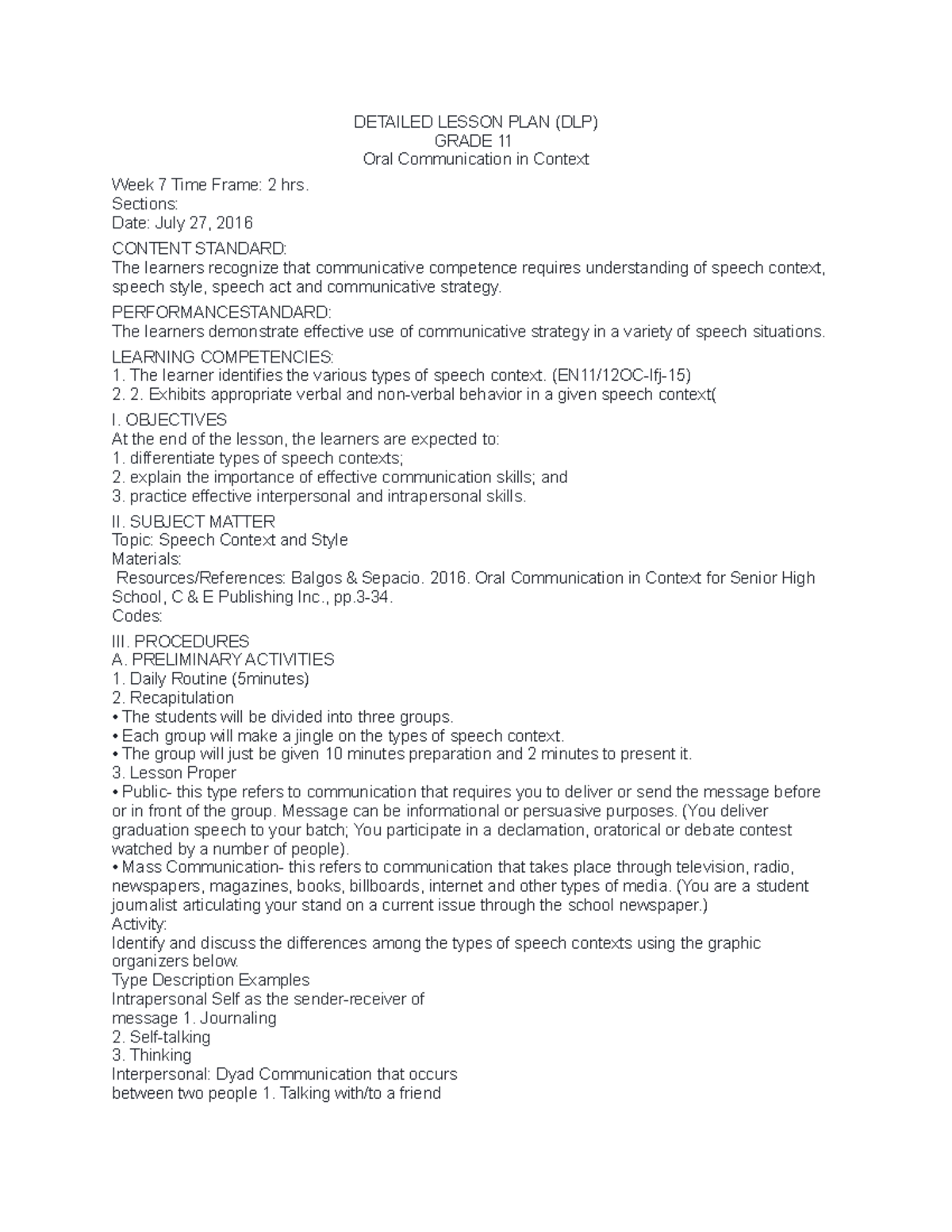 Oral Communication In Context Module For Grade 11 Answer Key Module 5