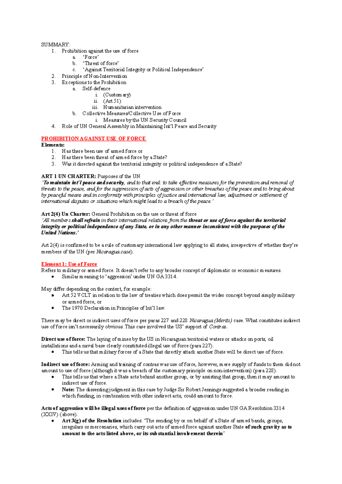 week-11-use-of-force-summary-prohibition-against-the-use-of-force