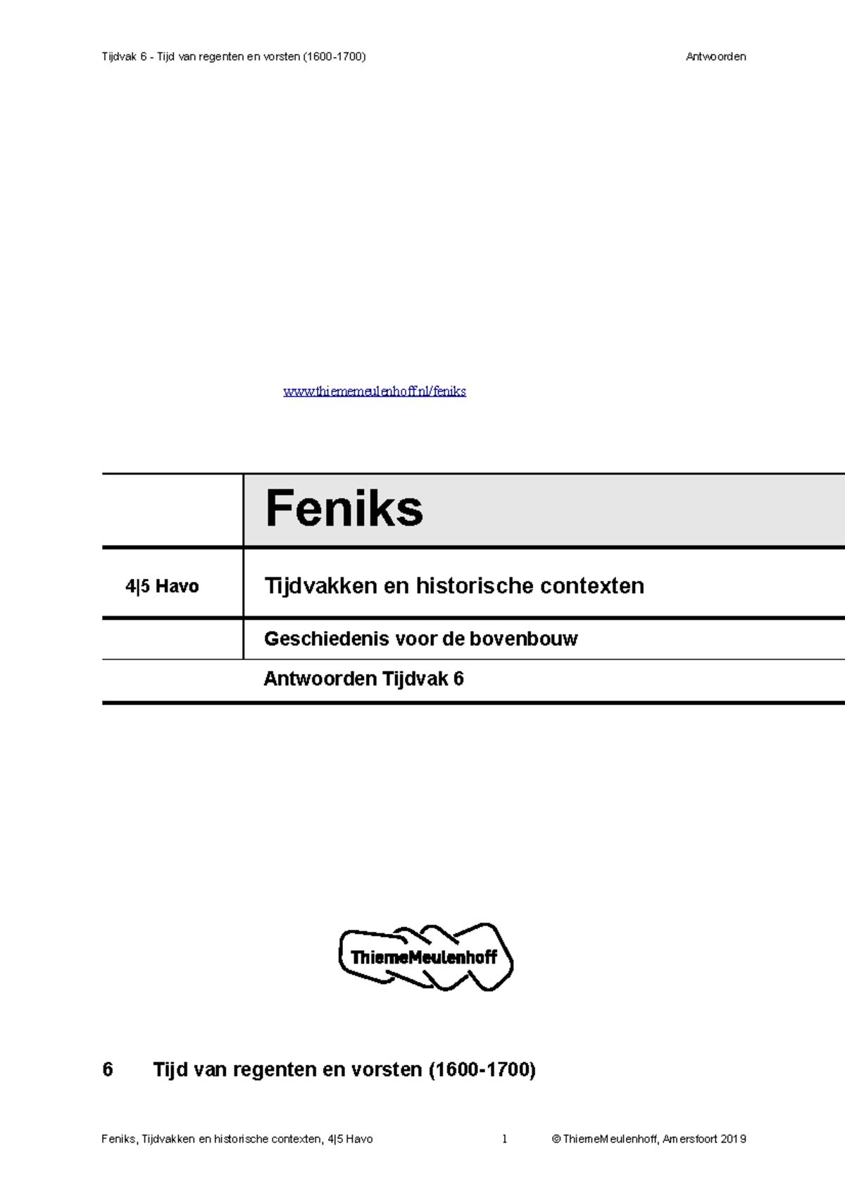 Feniks E3 H H6 Antwoorden 2 - Thiememeulenhoff/feniks Feniks 4|5 Havo ...