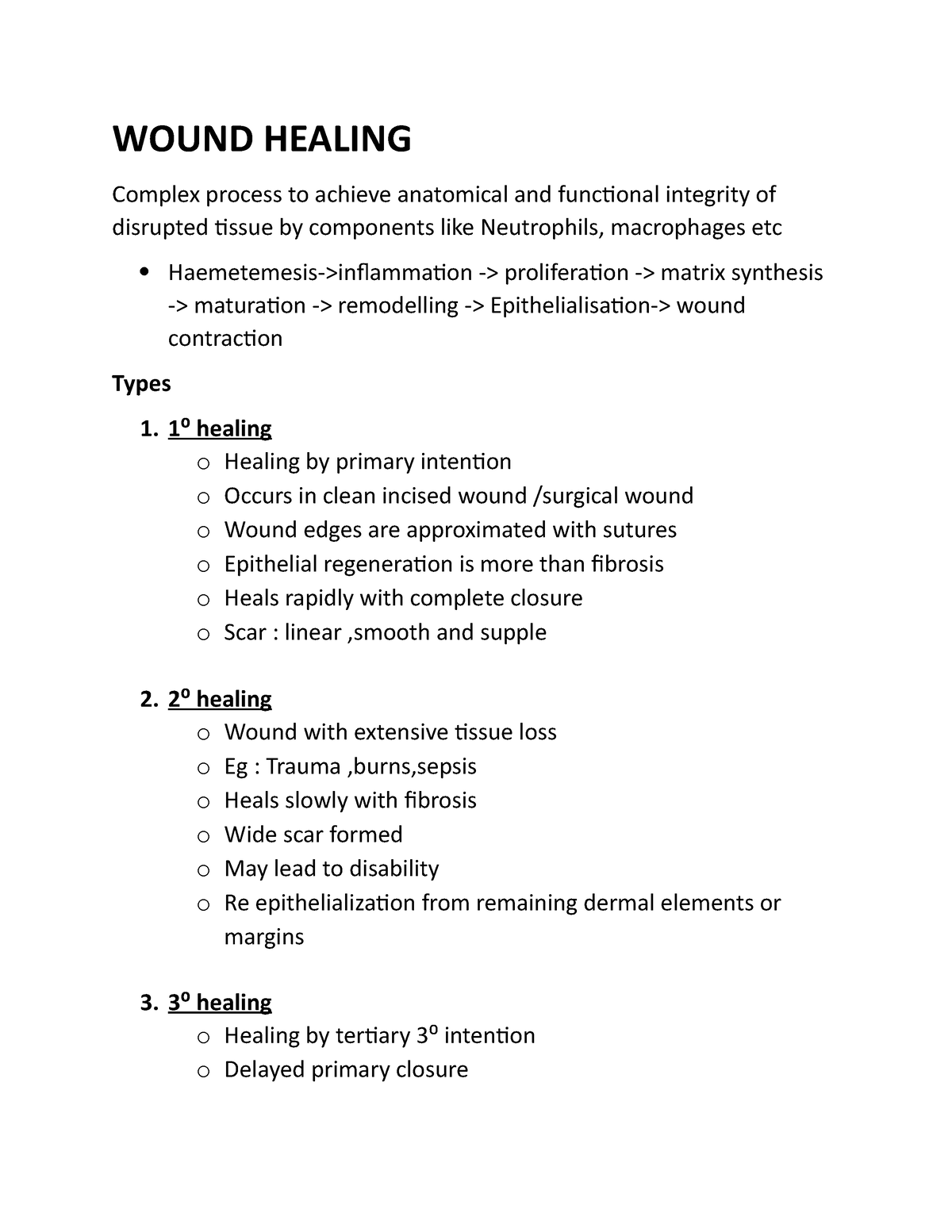 Wound healing Note - WOUND HEALING Complex process to achieve ...