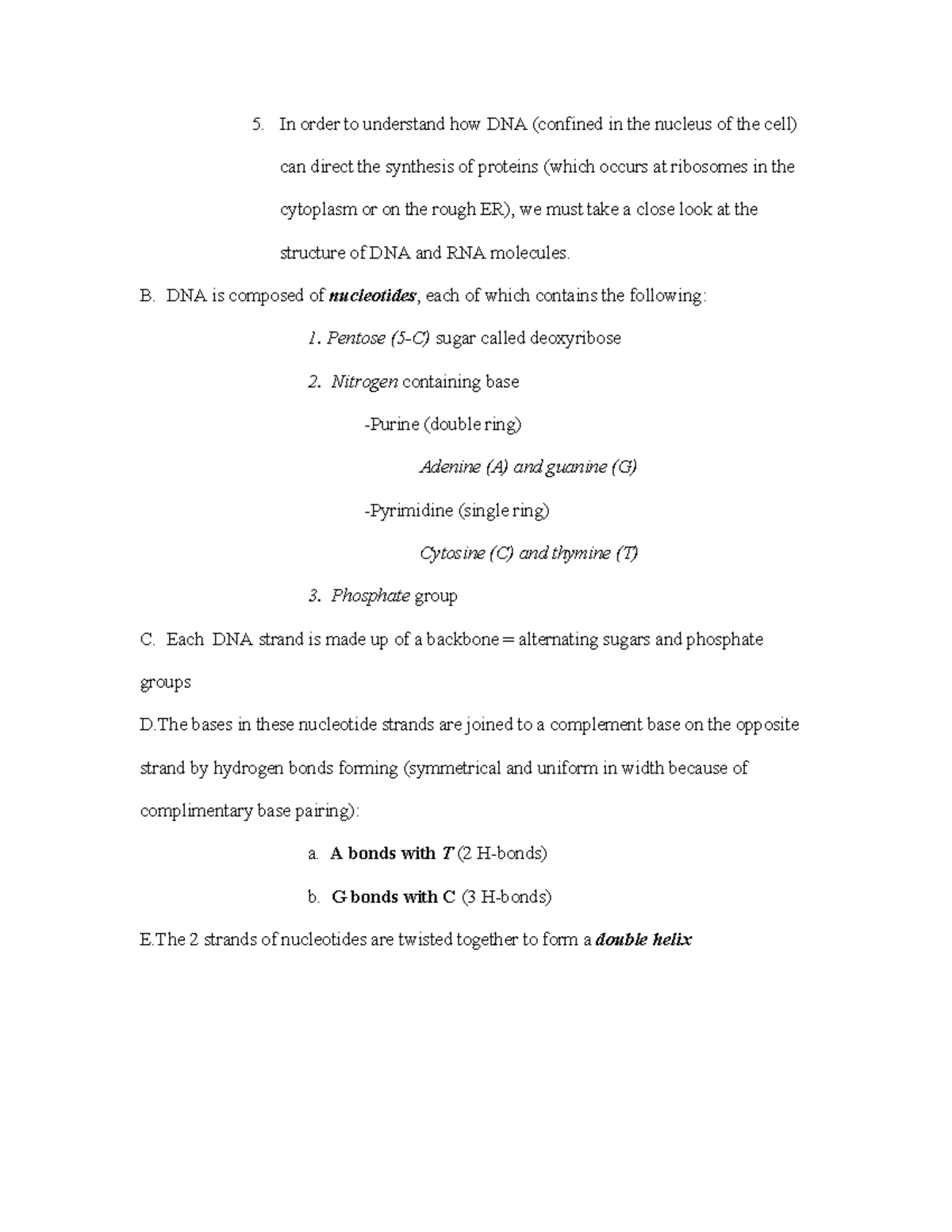 4 Cellular Metabolism Notes Pg 12 - In order to understand how DNA ...