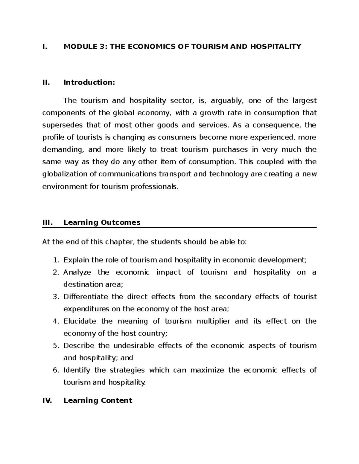 HM 111 Module 3 - Macro Perspective Of Tourism And Hospitality - I ...