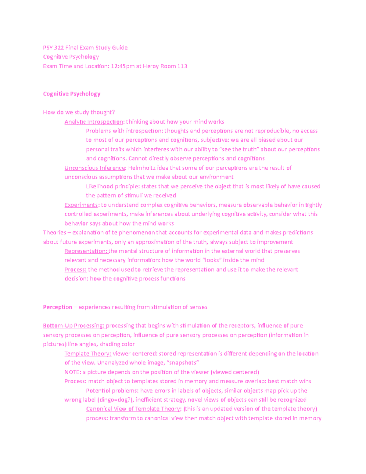PSY 322 Final Exam Study Guide - PSY 322 Final Exam Study Guide ...