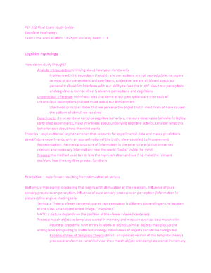 Cognitive Psychology Final Study Guide - Study Guide for Final Exam ...
