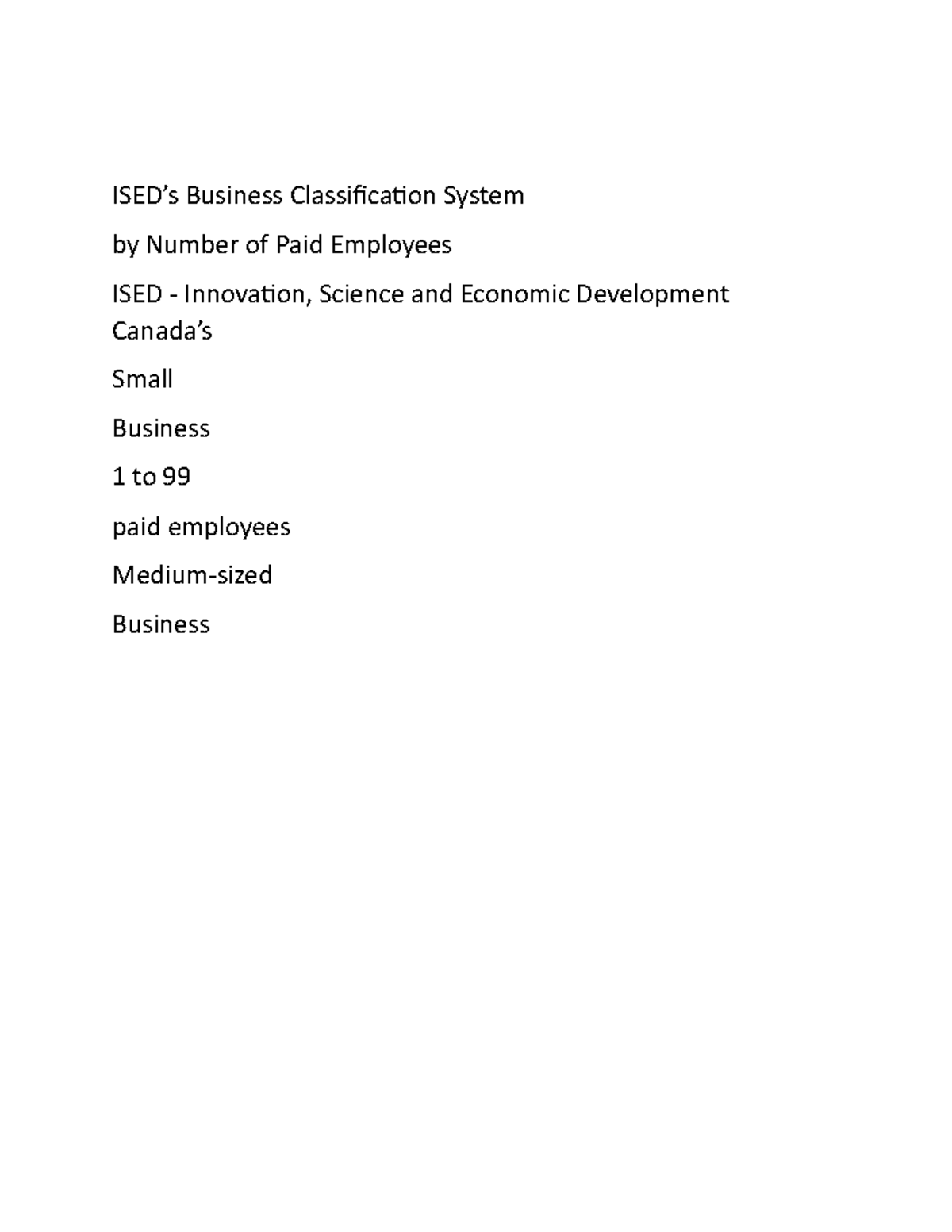 BAM4 Study Purpose Business ISED s Business Classification System