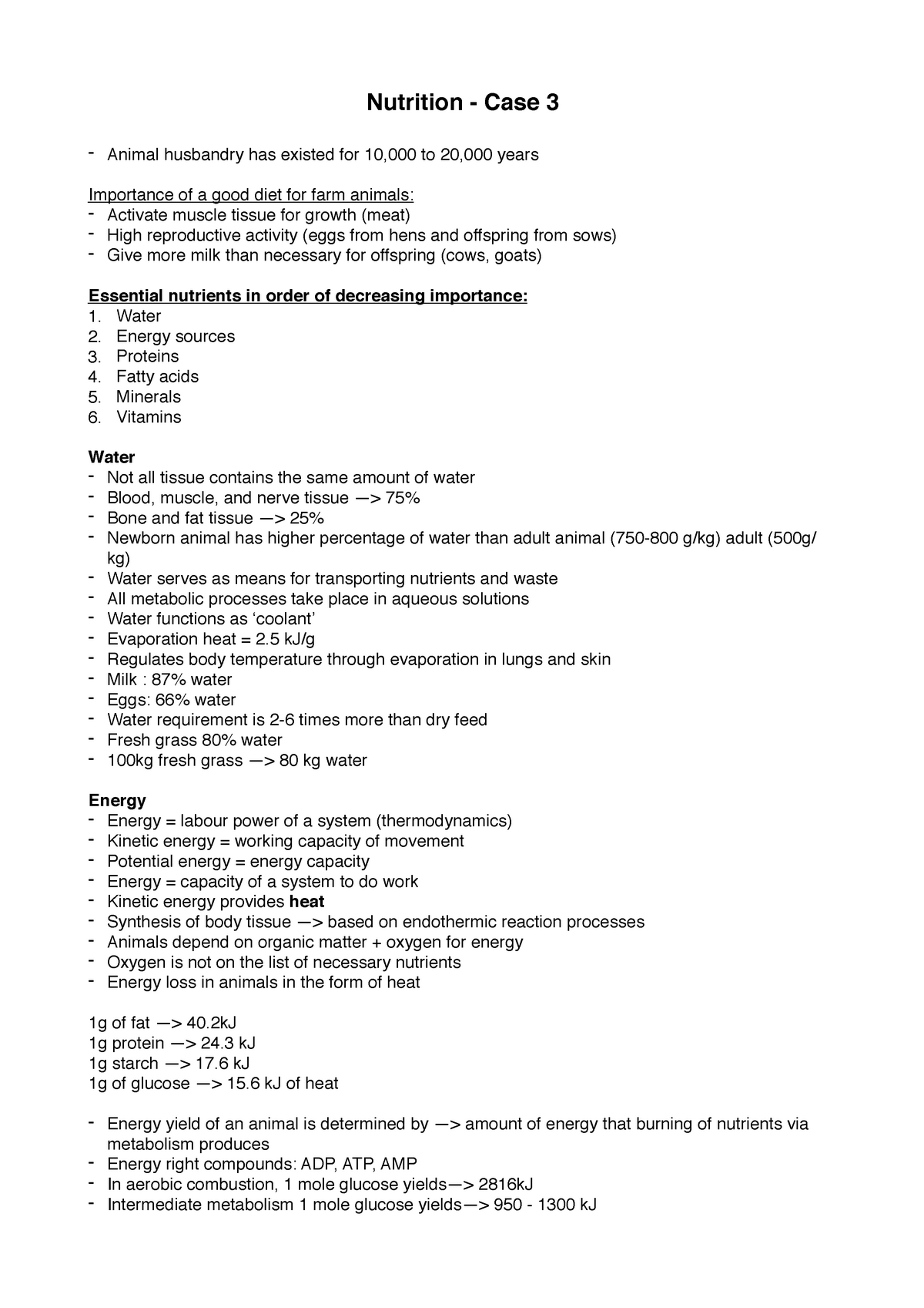 case study for nutrition in animals