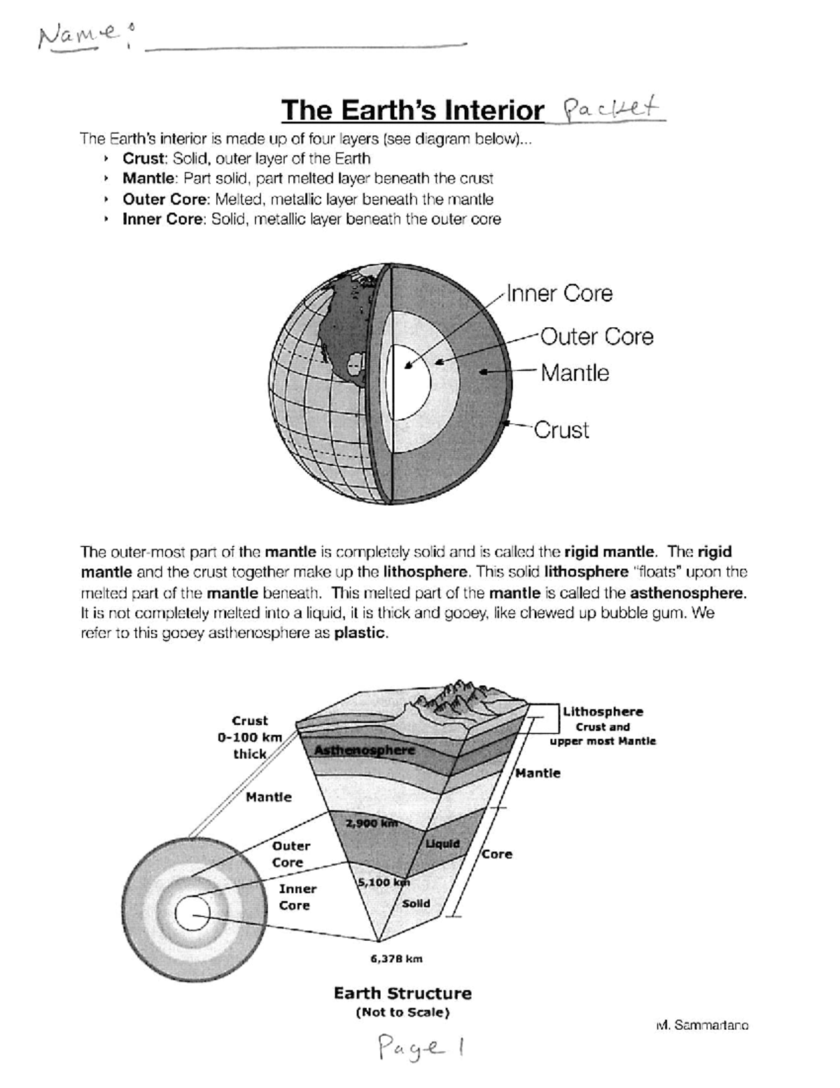 Earths interior packet 2018 Properties of Earth's Interior - PHYS 145 ...