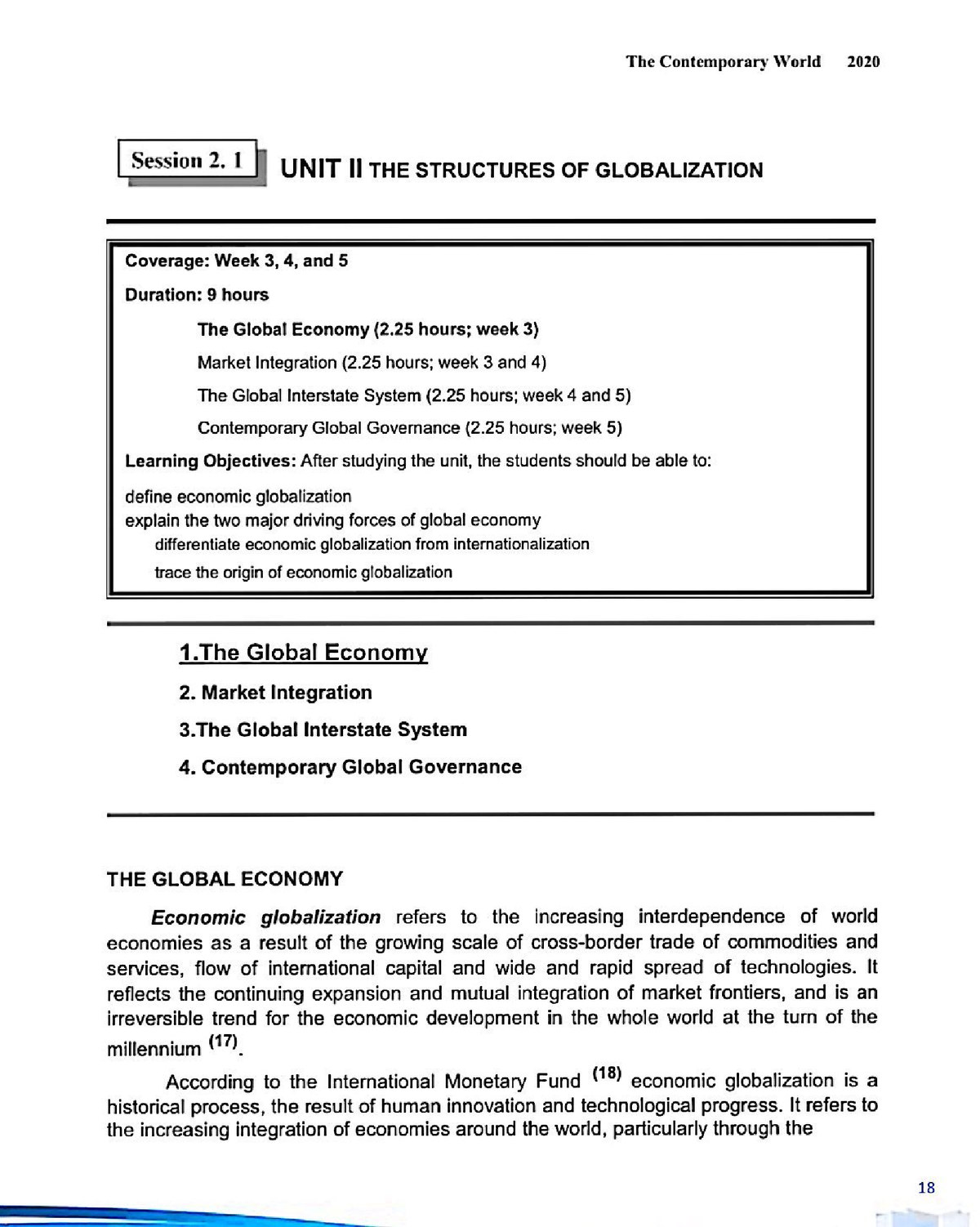 TCW-Unit-2 - Reading Material - The Contemporary World - Studocu