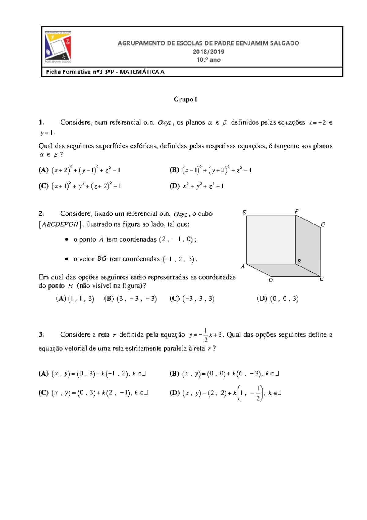 Ficha Formativa 3 Mat A 10º 3 P Studocu