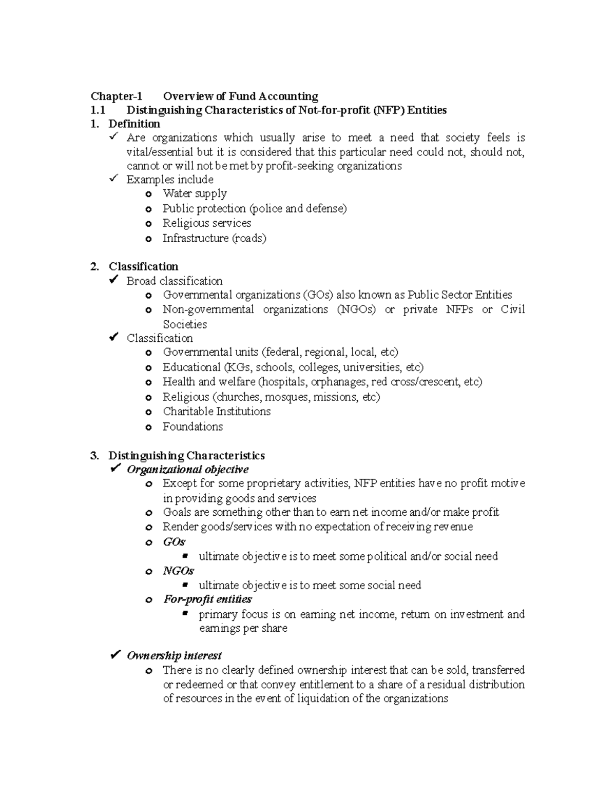 Chapter 1 Overview of Fund Accounting - o For-profit entities presence ...