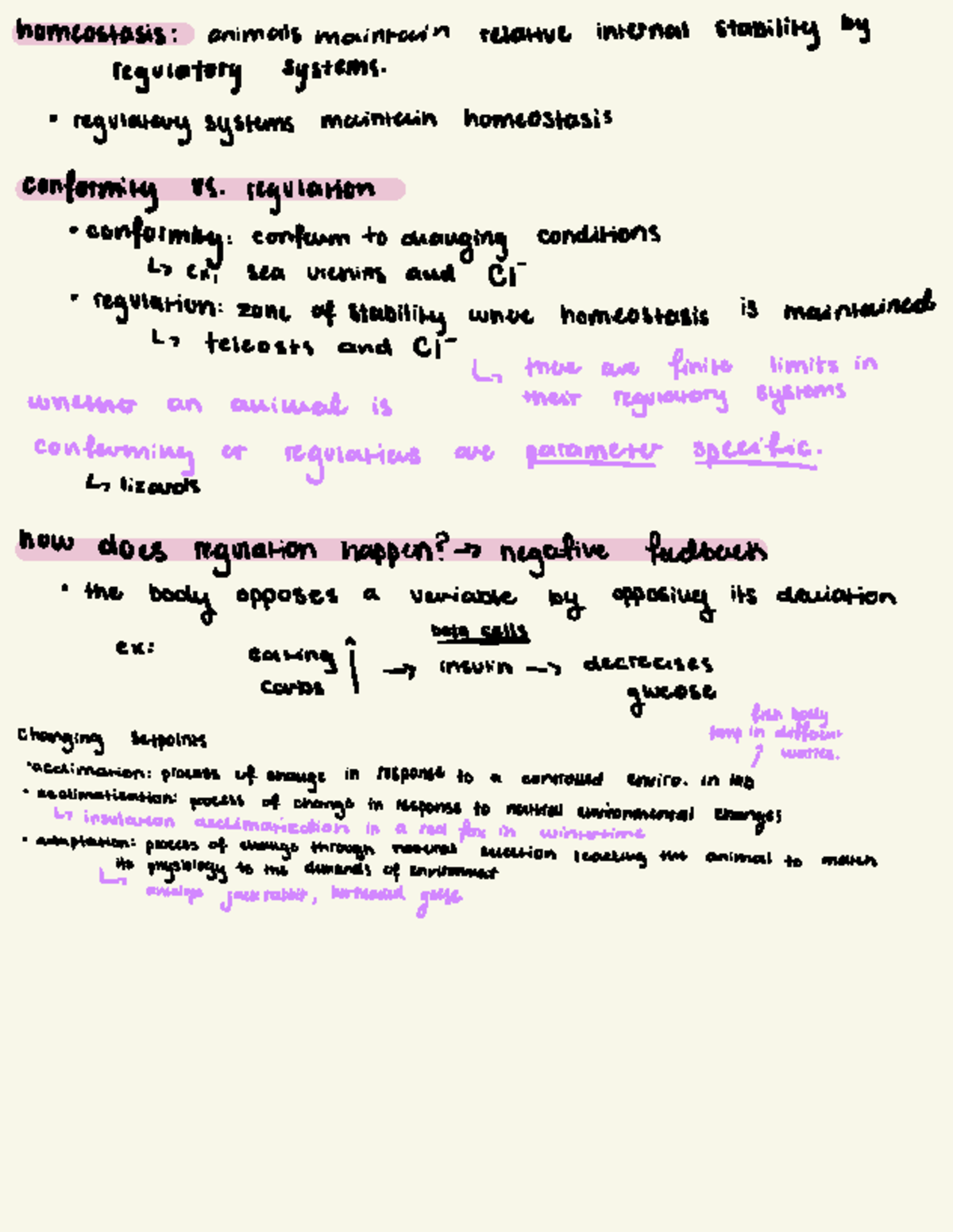 Lecture 1 Introduction Notes - homeostasis : animals maintain relative ...