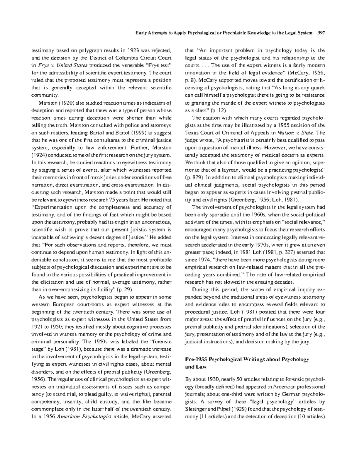 Handbookofpsychology Early Attempts to Apply Psychological or