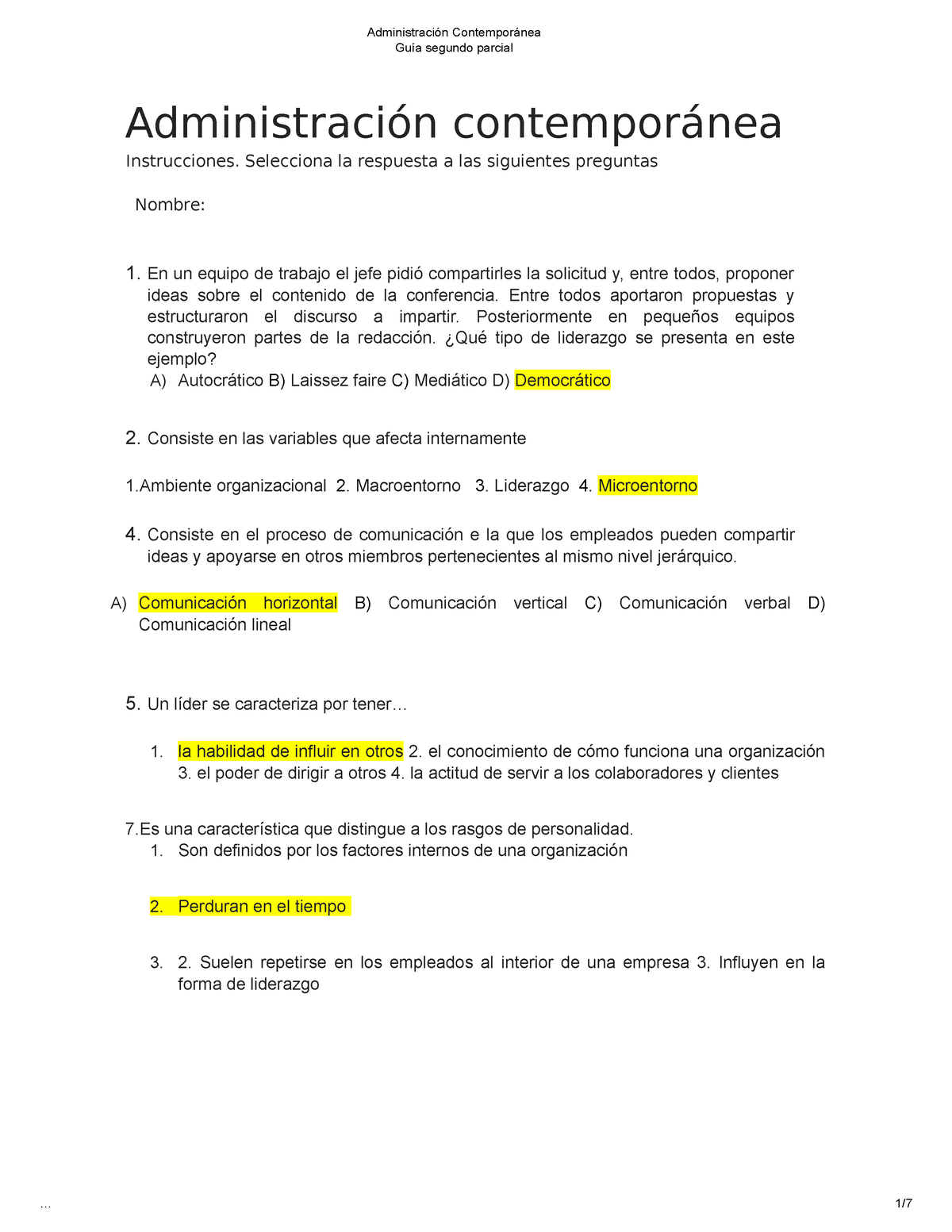 Administración Contemporanea Segundo Parcial - Guía Segundo Parcial ...