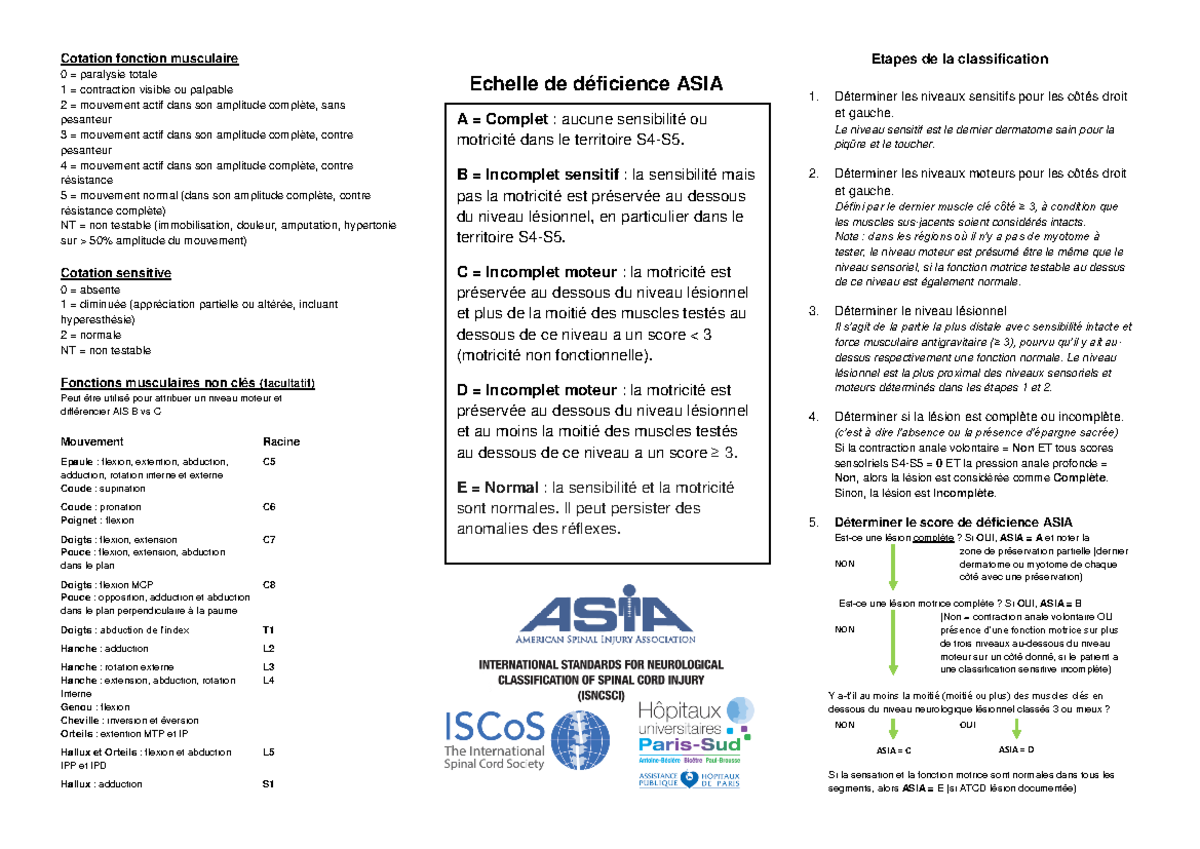 Score d'asia - hard working - NON OUI ASIA = C ASIA = D Cotation ...