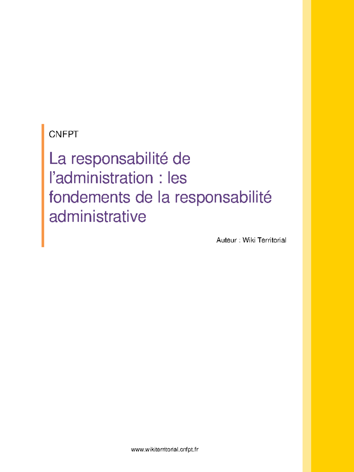 Responsabilité Administrative Pour Faute Et Sans Faute - CNFPT La ...