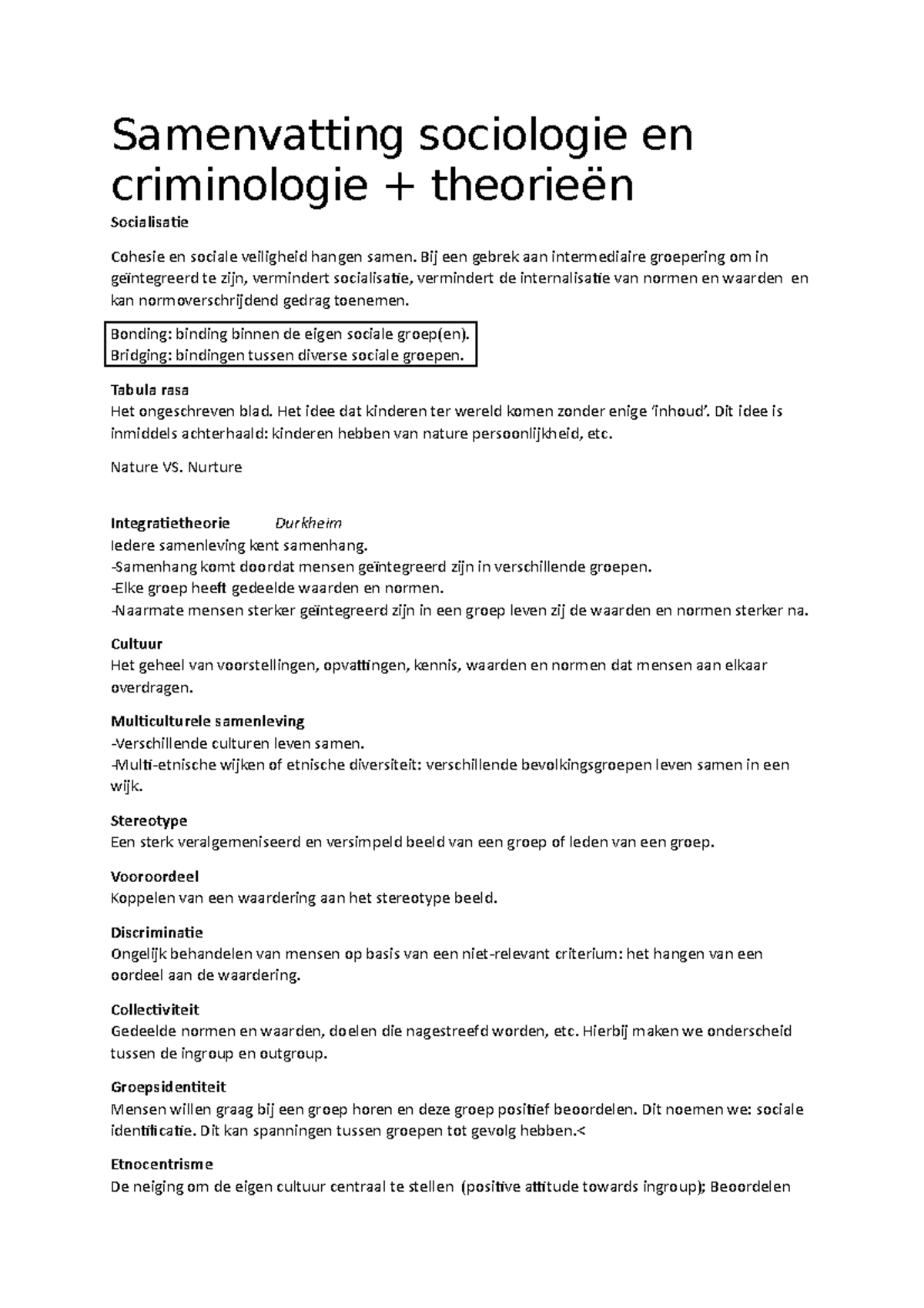 Samenvatting Sociologie En Criminologie + Theorieën - Samenvatting ...