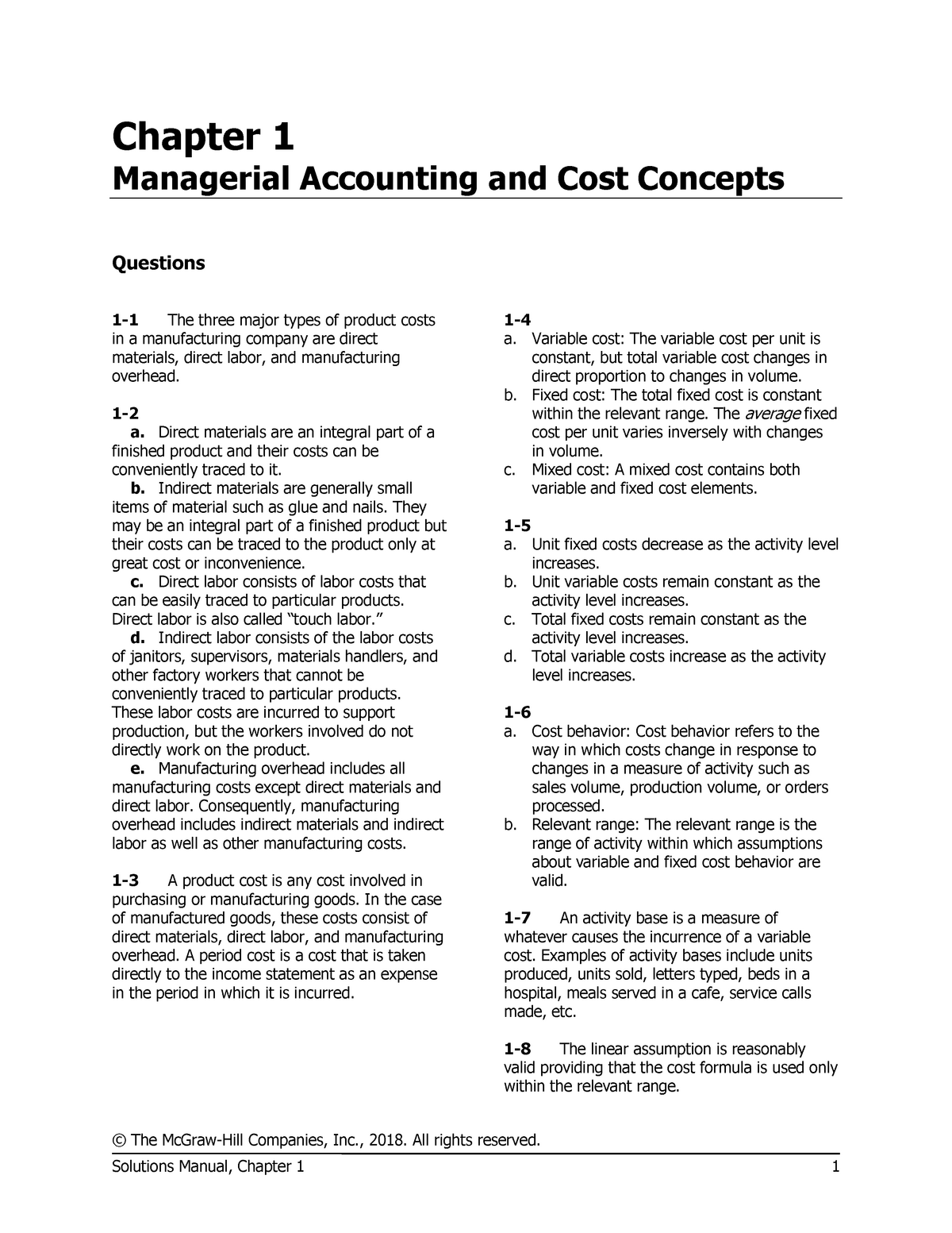 mcgraw hill managerial accounting homework answers