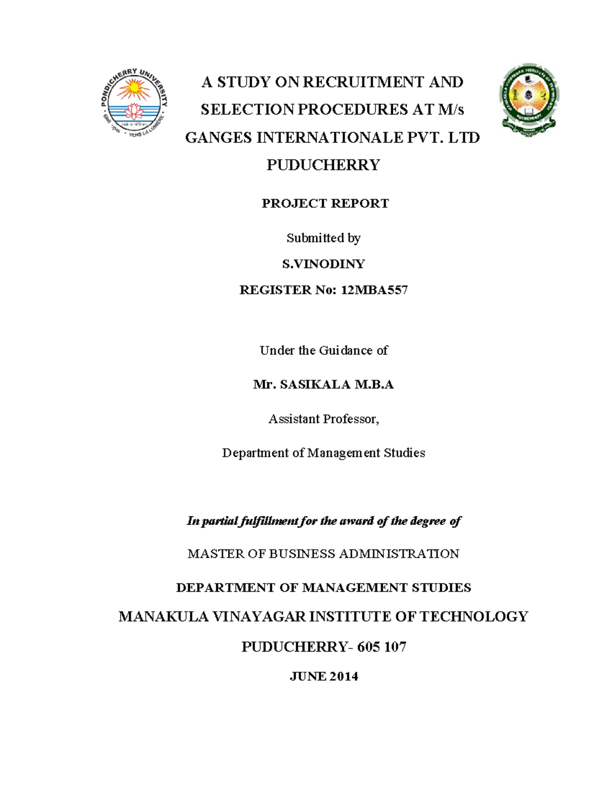 A Study ON Recruitment AND Selection PRO - A STUDY ON RECRUITMENT AND ...