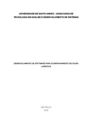 Projeto Integrador II - UNIVERSIDADE SANTO AMARO CURSO DE GRADUAÇÃO EM ...